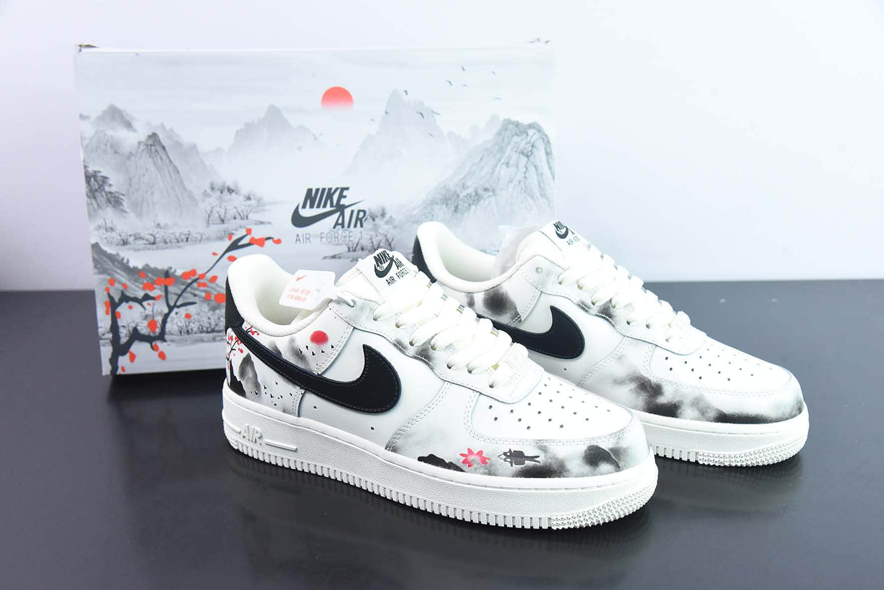 耐克Nike Air Force 1 '07 Low 中国风涂鸦山水画空军一号低帮休闲板鞋纯原版本 货号:BL1522-088
