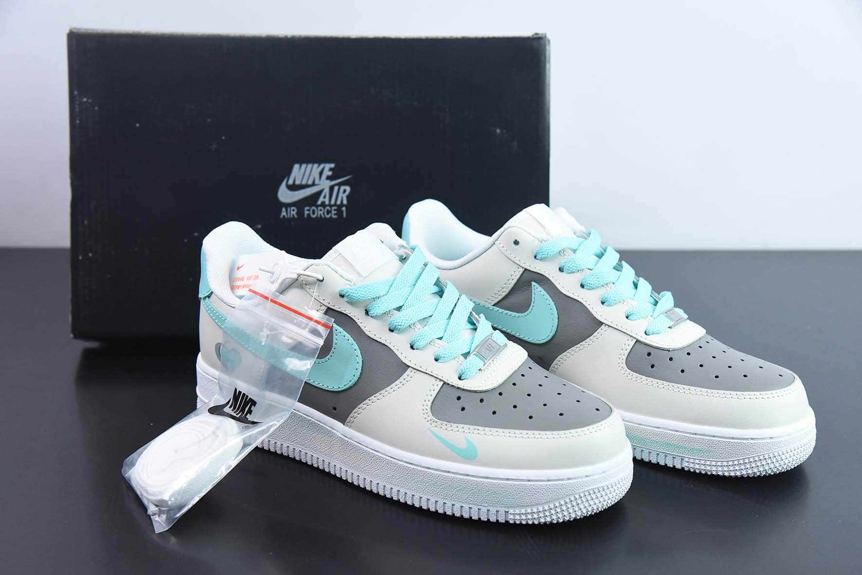 耐克Nike Air Force 1 灰蓝爱心空军一号低帮运动休闲板鞋纯原版本 货号:DD8959-100