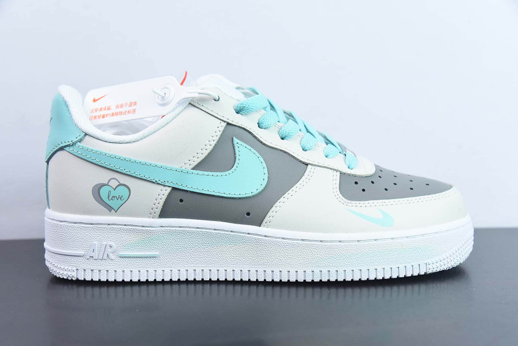 耐克Nike Air Force 1 灰蓝爱心空军一号低帮运动休闲板鞋纯原版本 货号:DD8959-100