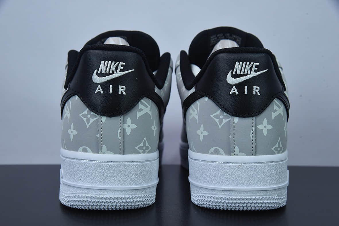 耐克Nike Air Force 1 Low '07 x Louis Vuitton LV联名白灰印花空军一号低帮休闲板鞋纯原版本 货号:BQ8988-108