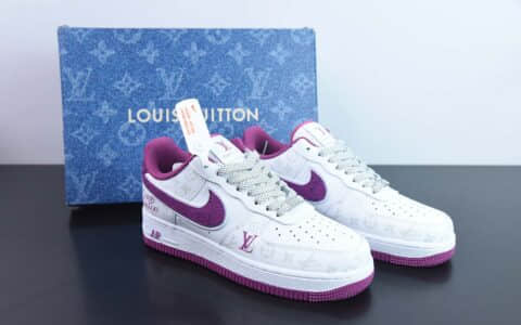 耐克Nike Louis Vuitton x Nike Air Force 1 07 LV联名皮革白紫牛仔LV老花空军一号低帮休闲板鞋纯原版本 货号:CV0670-500