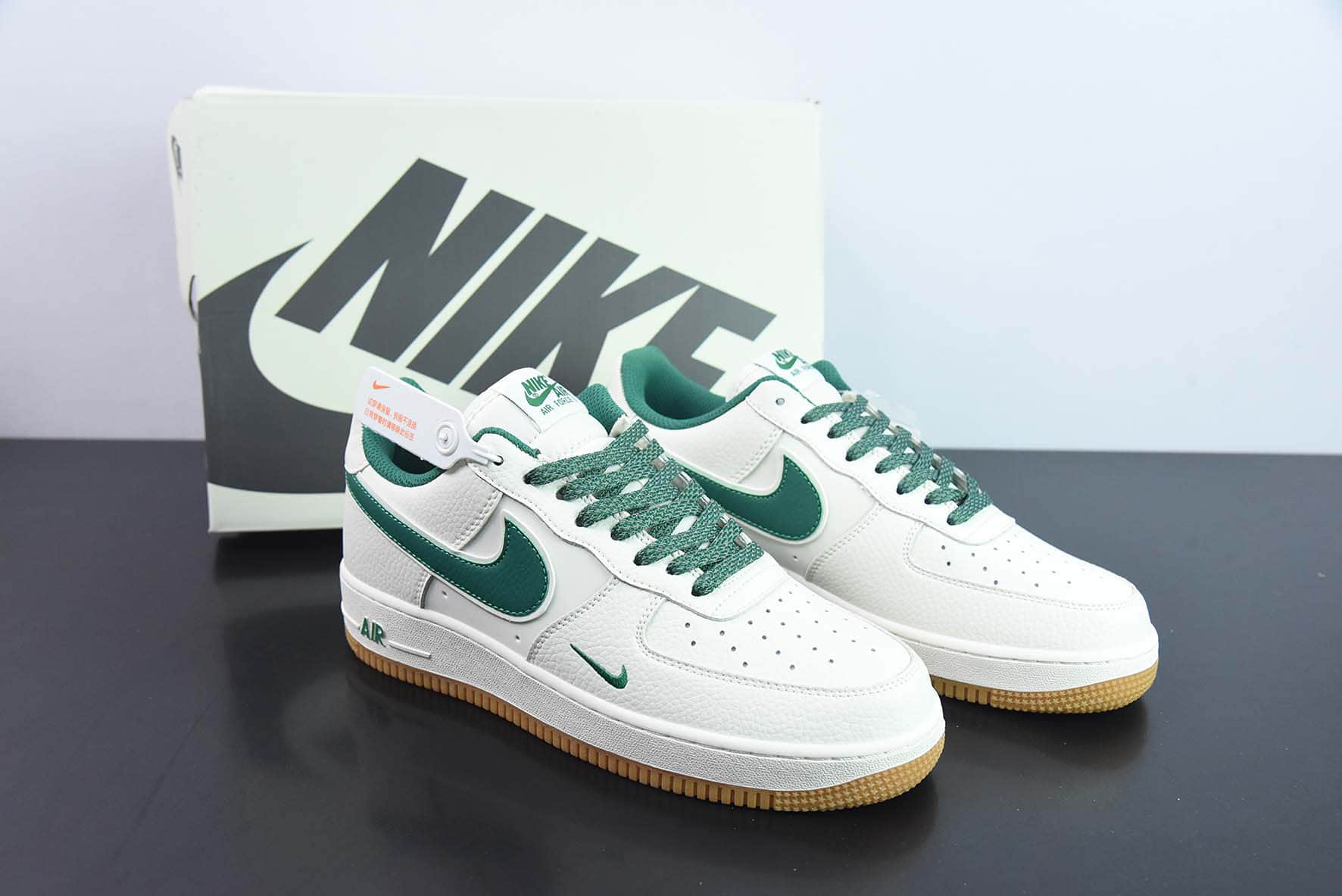 耐克Nike Air Force 1’07 LowMilky WhiteGreyGum奶白深绿小钩满天星生胶底空军一号低帮休闲板鞋纯原版本 货号:HD1689-103