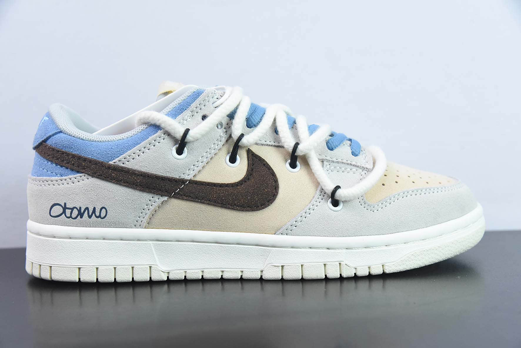 耐克Nike SB Dunk Low 灰蓝棕定制绑带扣篮系列复古低帮休闲运动滑板板鞋纯原版本 货号:DD1503-121