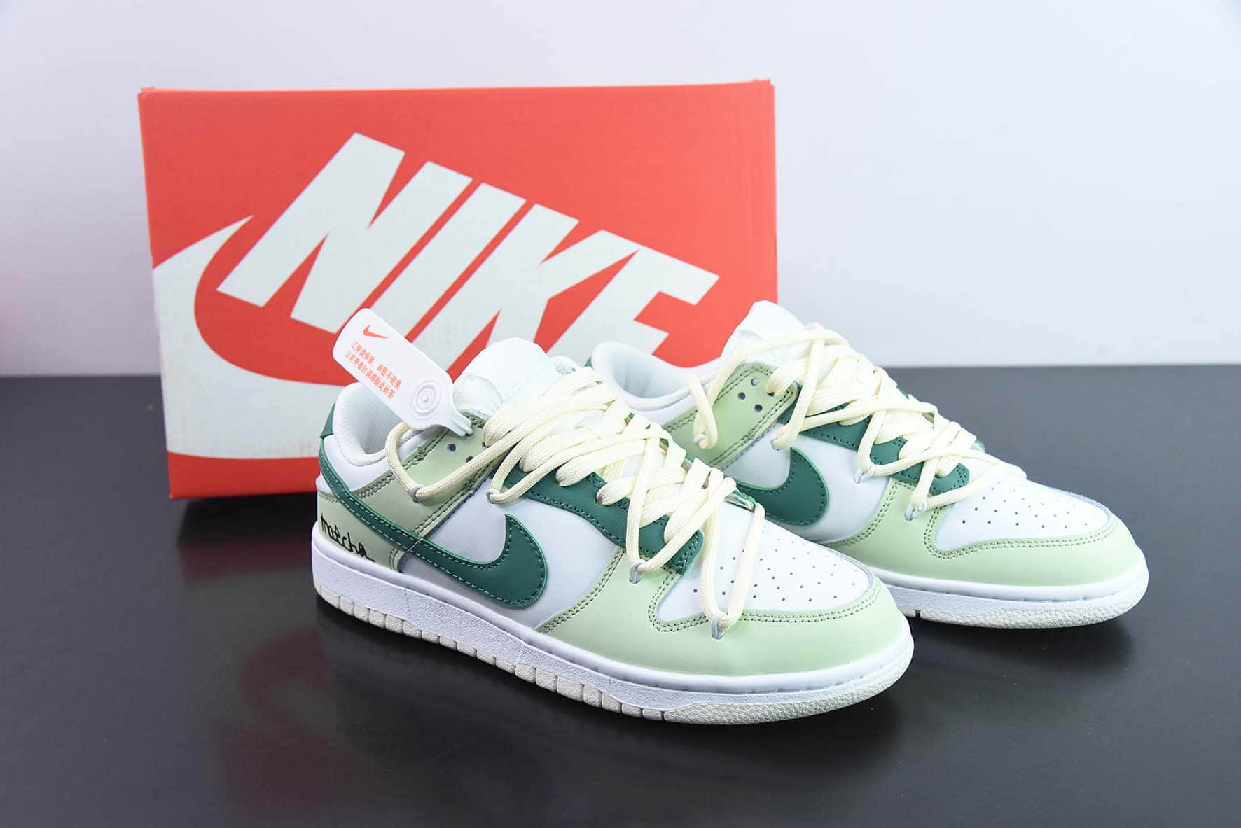 耐克Nike SB Dunk Low 白绿定制绑带扣篮系列复古低帮休闲运动滑板板鞋纯原版本 货号:DD1503-121