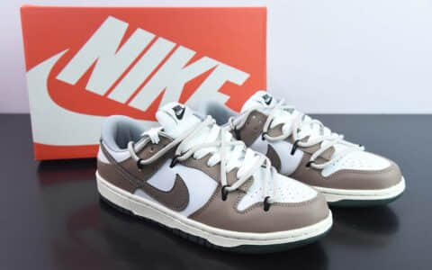 耐克Nike SB Dunk Low 白棕定制绑带扣篮系列复古低帮休闲运动滑板板鞋纯原版本 货号:CW1590-021