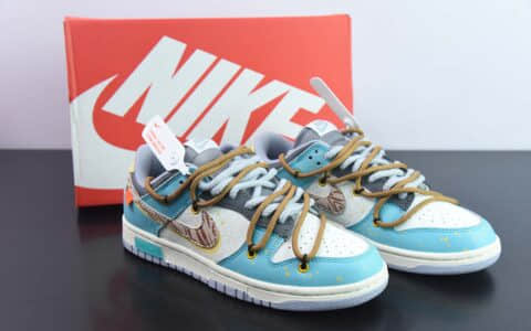 耐克Nike SB Dunk Low 灰蓝泼墨涂鸦定制绑带扣篮系列复古低帮休闲运动滑板板鞋纯原版本 货号:DD1503-105