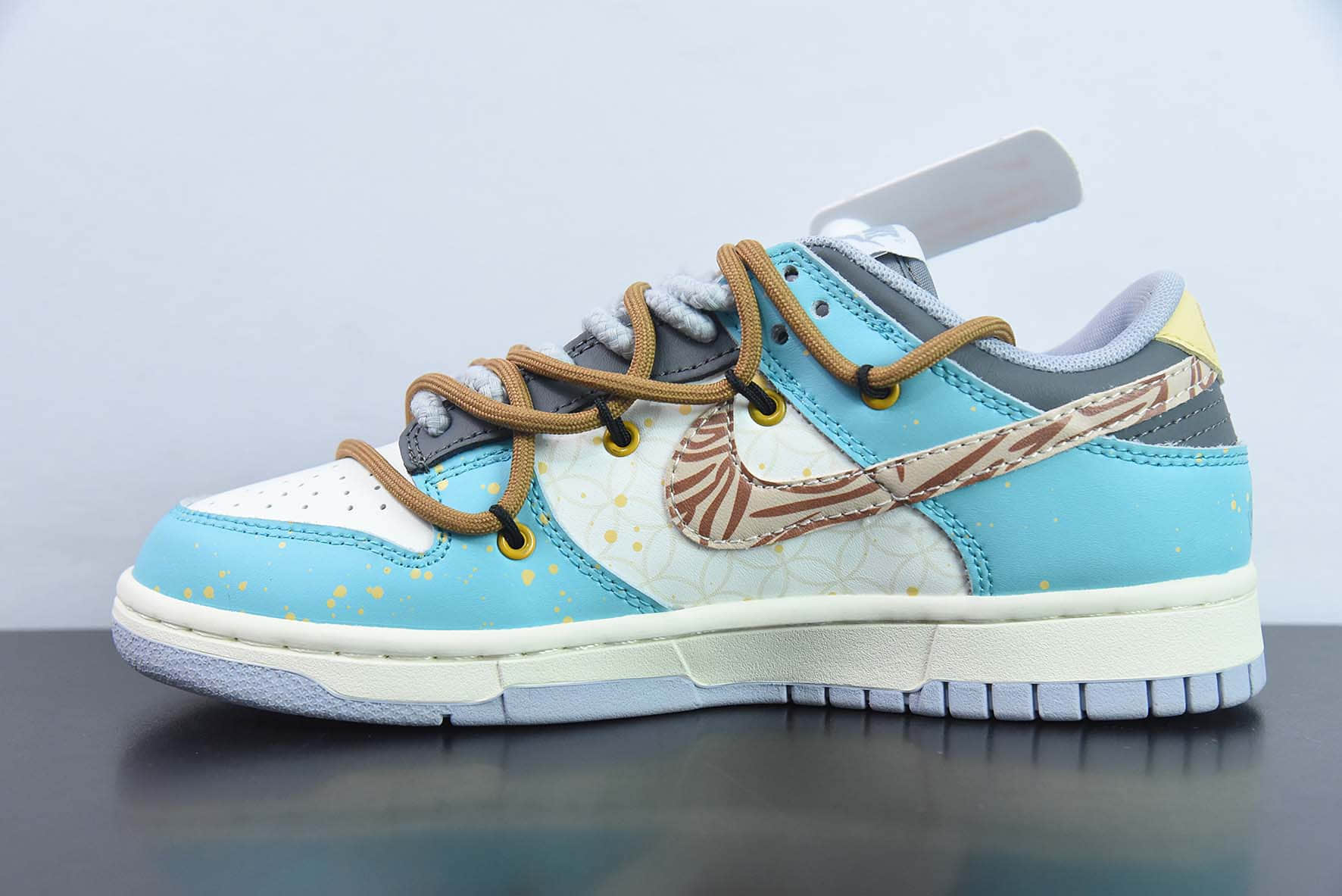 耐克Nike SB Dunk Low 灰蓝泼墨涂鸦定制绑带扣篮系列复古低帮休闲运动滑板板鞋纯原版本 货号:DD1503-105