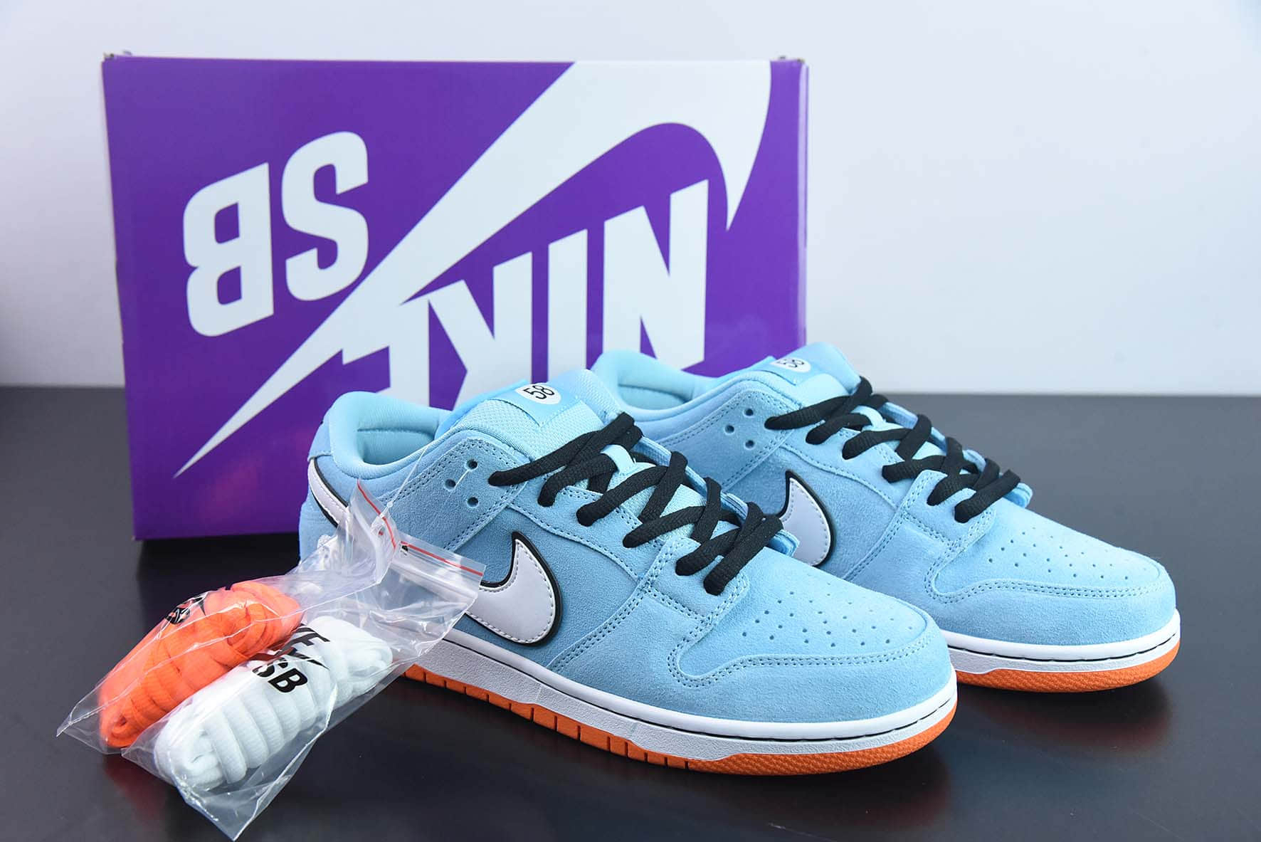 耐克Nike WE CLUB 58 x Nike SB Dunk Low ProClub 58 Gulf麂皮浅海蓝白58扣篮系列低帮休闲运动滑板板鞋纯原版本 货号:BQ6817-401