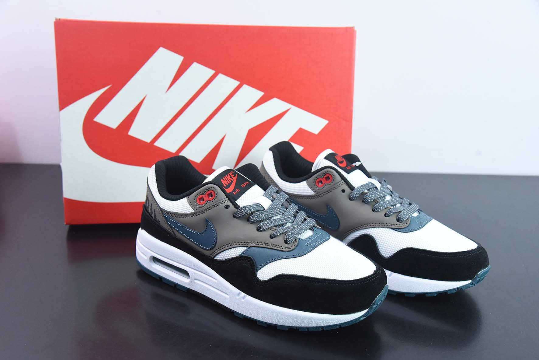 耐克Nike Air Max 1 PremiumSlate Blue初代黑白灰湖水绿复古气垫百搭休闲运动慢跑鞋纯原版本 货号：FJ0698-100 