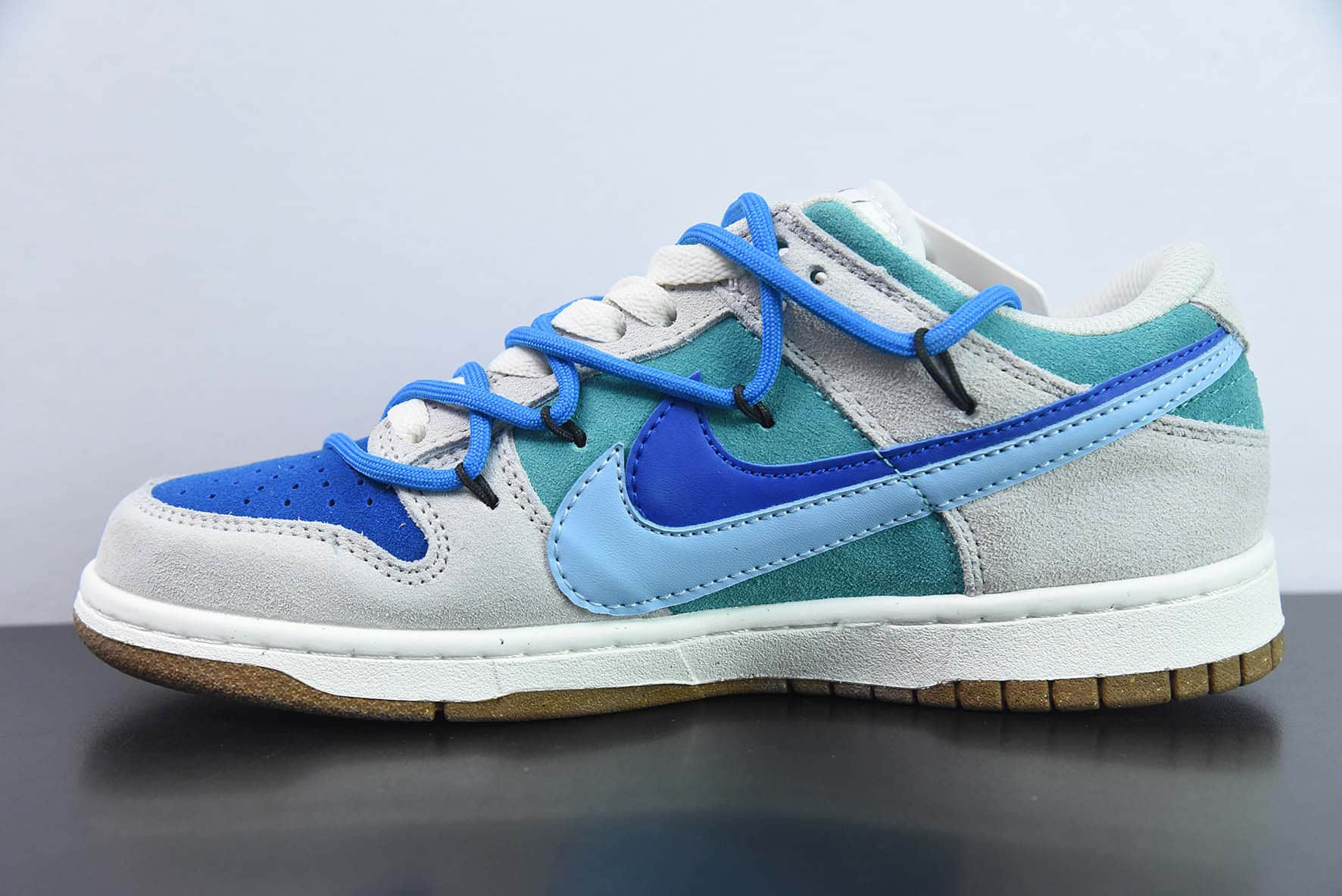 耐克Nike Dunk Low SB 灰蓝双钩绑带定制版低帮滑板鞋纯原版本 货号:DD9457-100