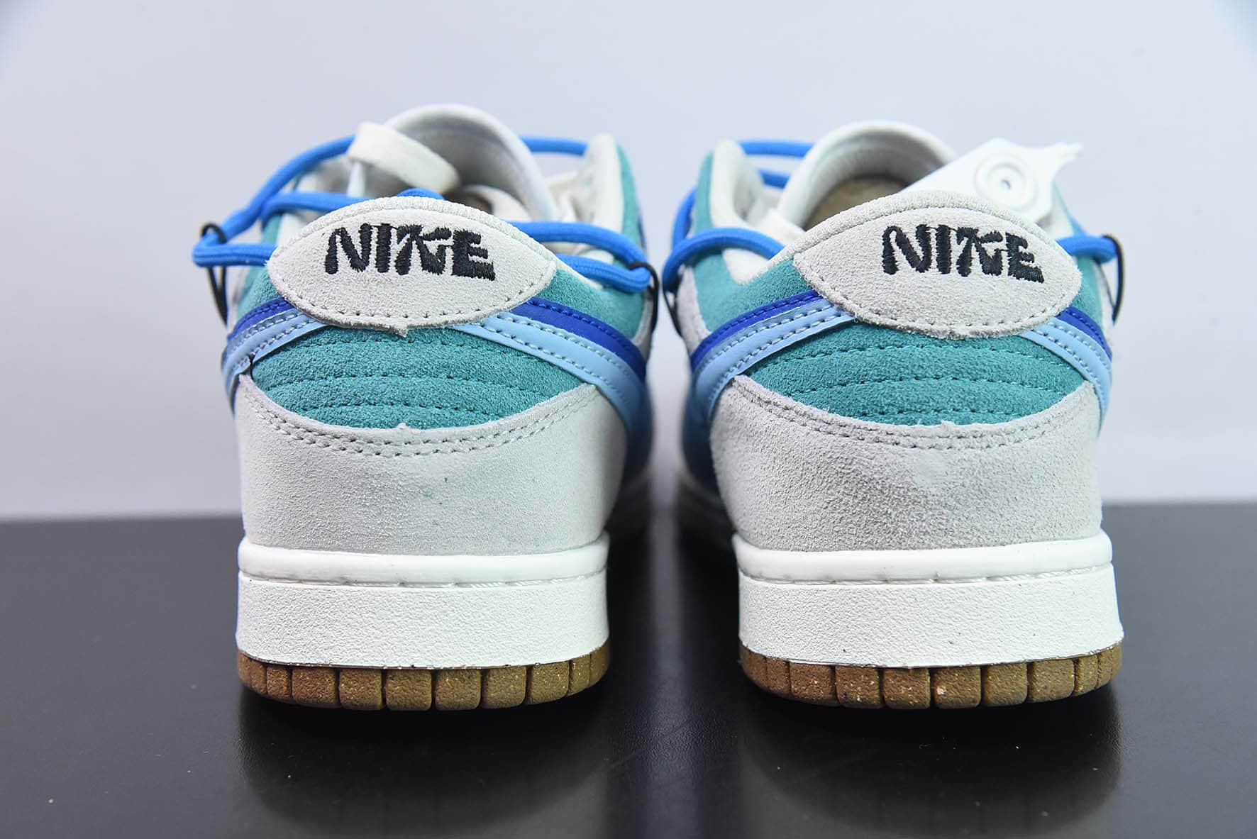 耐克Nike Dunk Low SB 灰蓝双钩绑带定制版低帮滑板鞋纯原版本 货号:DD9457-100