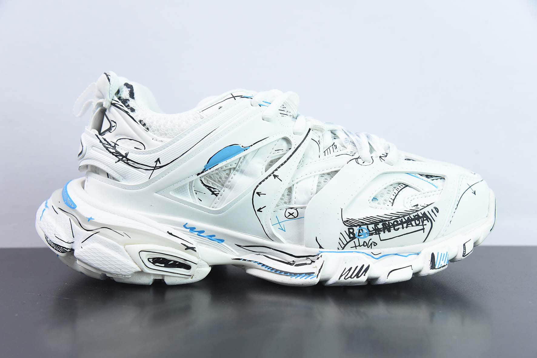 巴黎世家Balenciaga3.0 Track.2 Open Sneaker 巴黎世家3.0白蓝黑三代户外老爹鞋纯原版本 货号:542023 W3SRA 9014