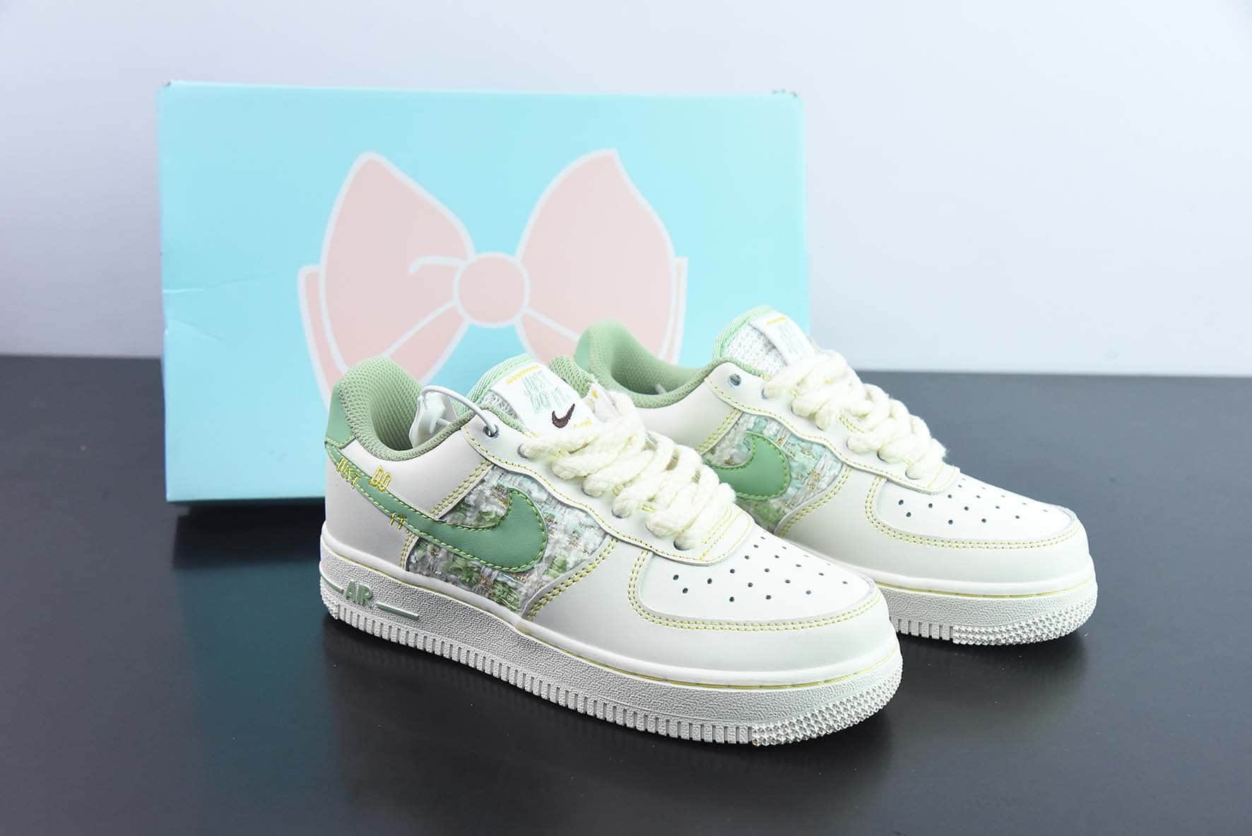 耐克Air Force 1'07 Low Just Do It 白绿小香风空军一号低帮休闲运动板鞋纯原版本 货号：FJ7740-011