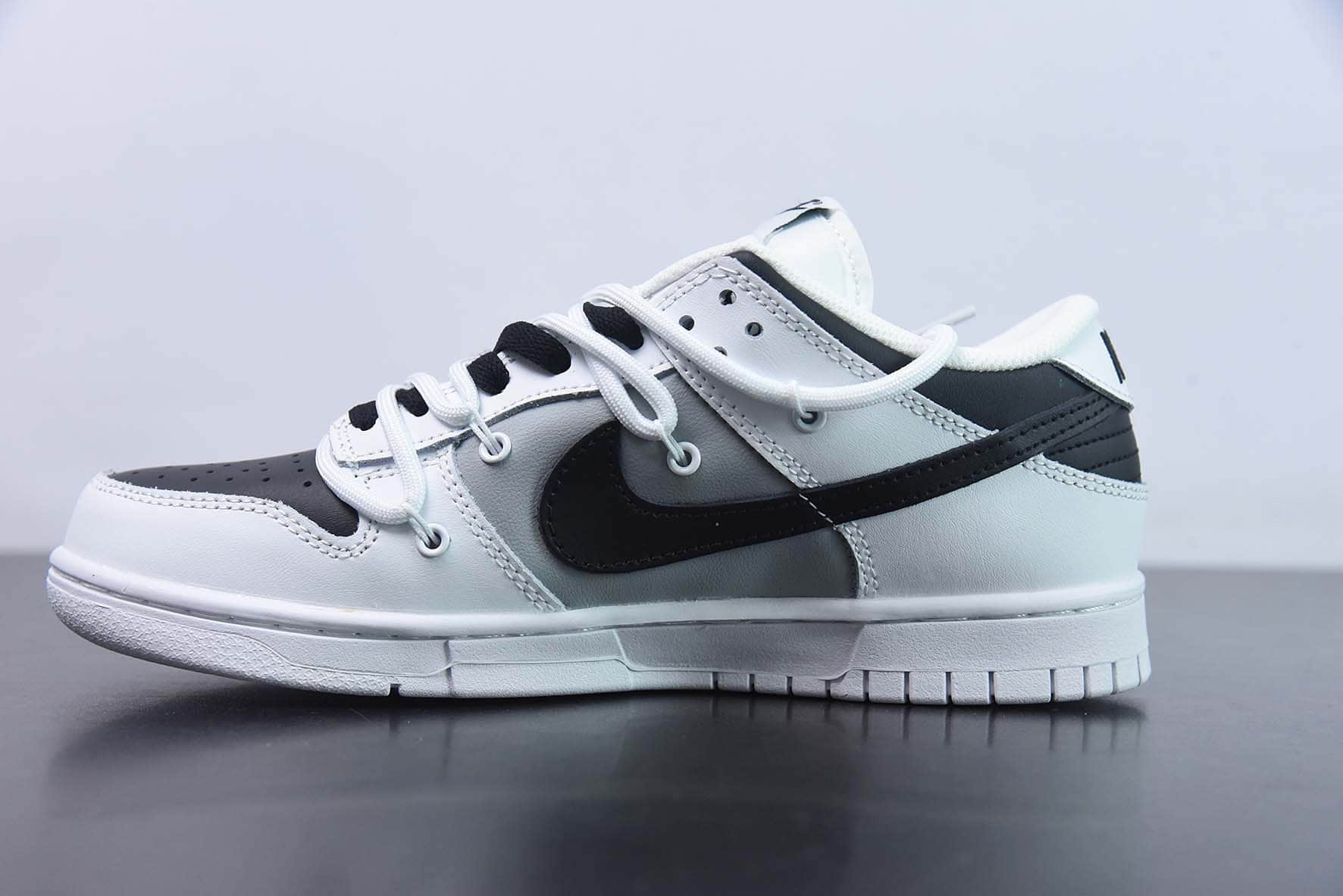 耐克Nike Dunk Low SB解构绑带黑白灰低帮休闲滑板鞋纯原版本 货号:DJ6188-101