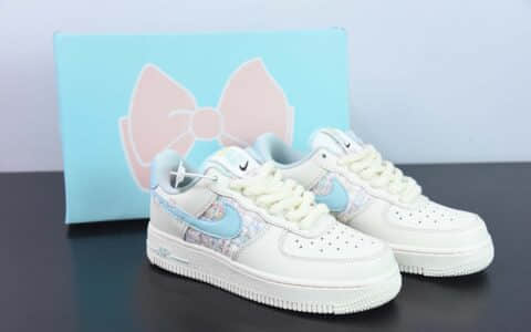 耐克Nike Air Force 1'07 Low Just Do It 白蓝小香风空军一号低帮休闲运动板鞋纯原版本 货号：FJ7740-013