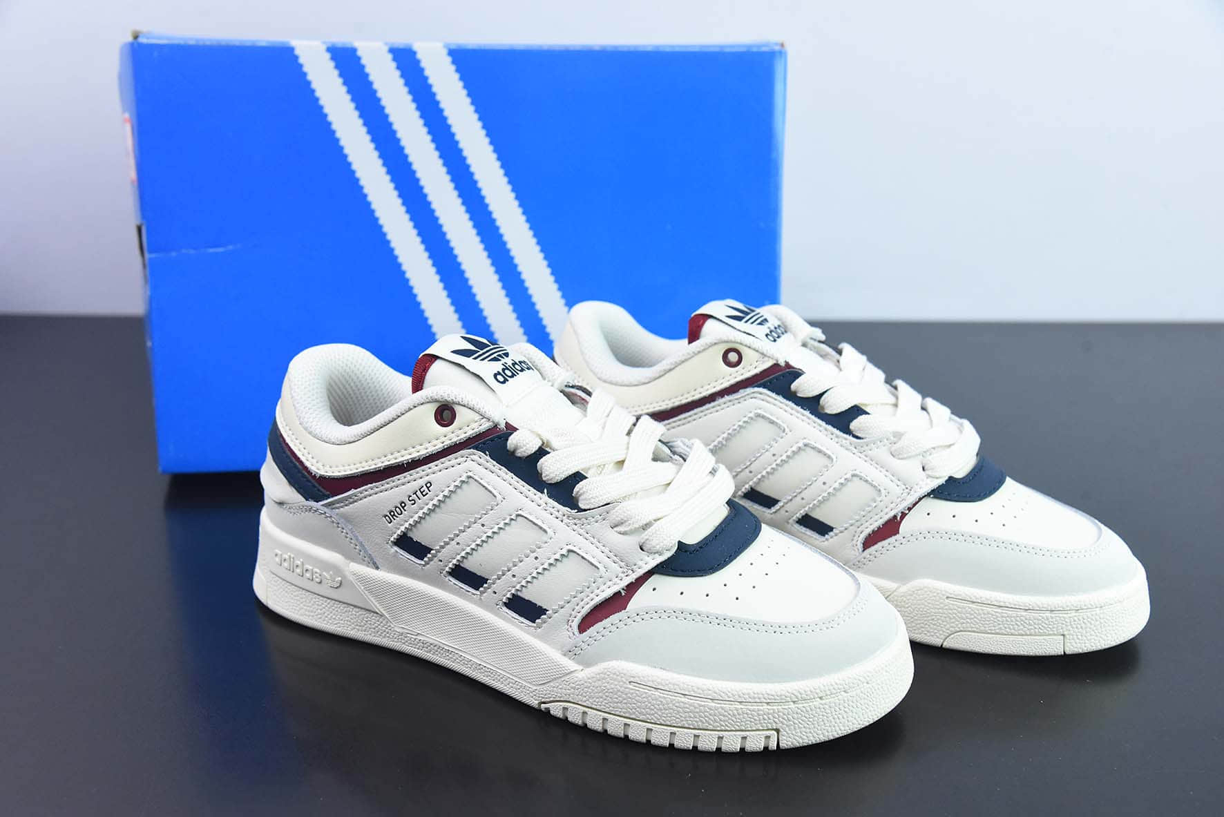 阿迪达斯Adidas Originals Drop Step XL Low 阿迪三叶草米黄蓝篮球风校园休闲运动板鞋纯原版本 货号:GW9728
