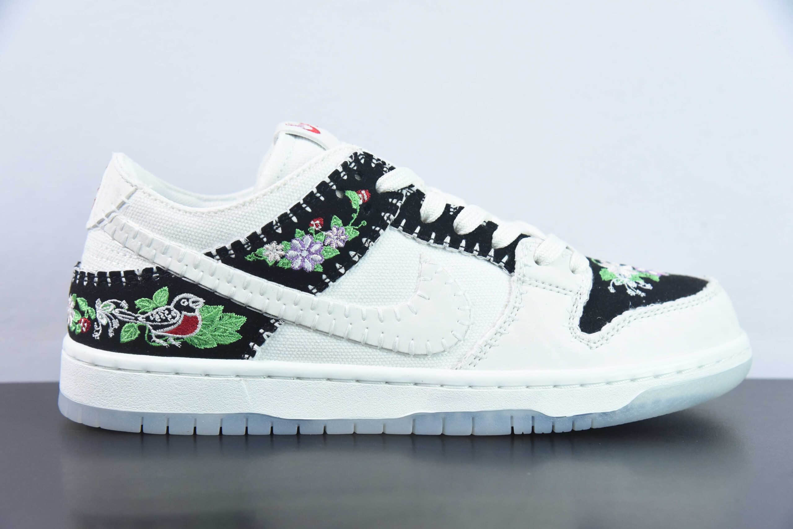 耐克Nike SB Dunk Low N7 喜鹊花卉刺绣印花SB低帮休闲滑板鞋纯原版本 货号:FD6951-300