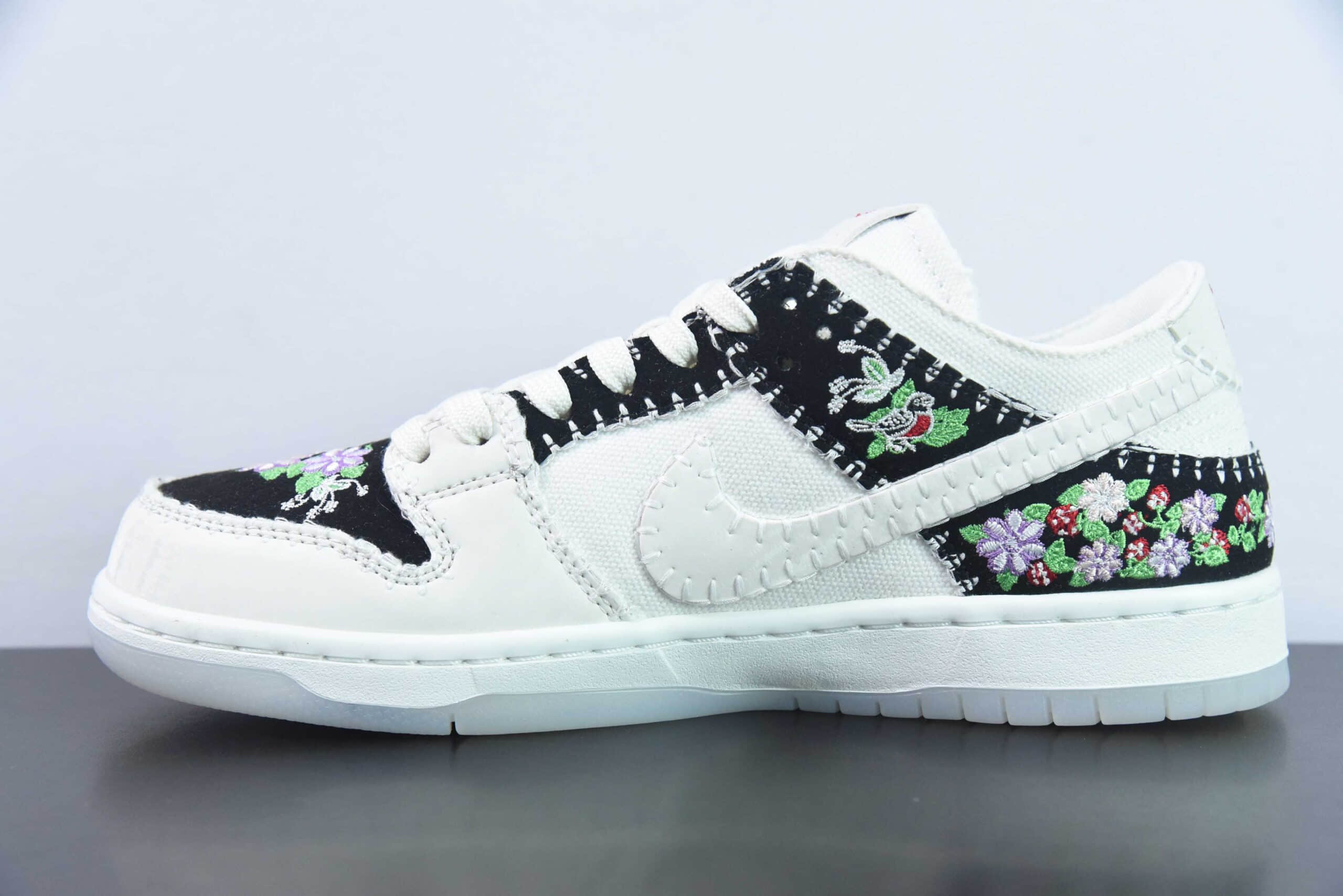 耐克Nike SB Dunk Low N7 喜鹊花卉刺绣印花SB低帮休闲滑板鞋纯原版本 货号:FD6951-300