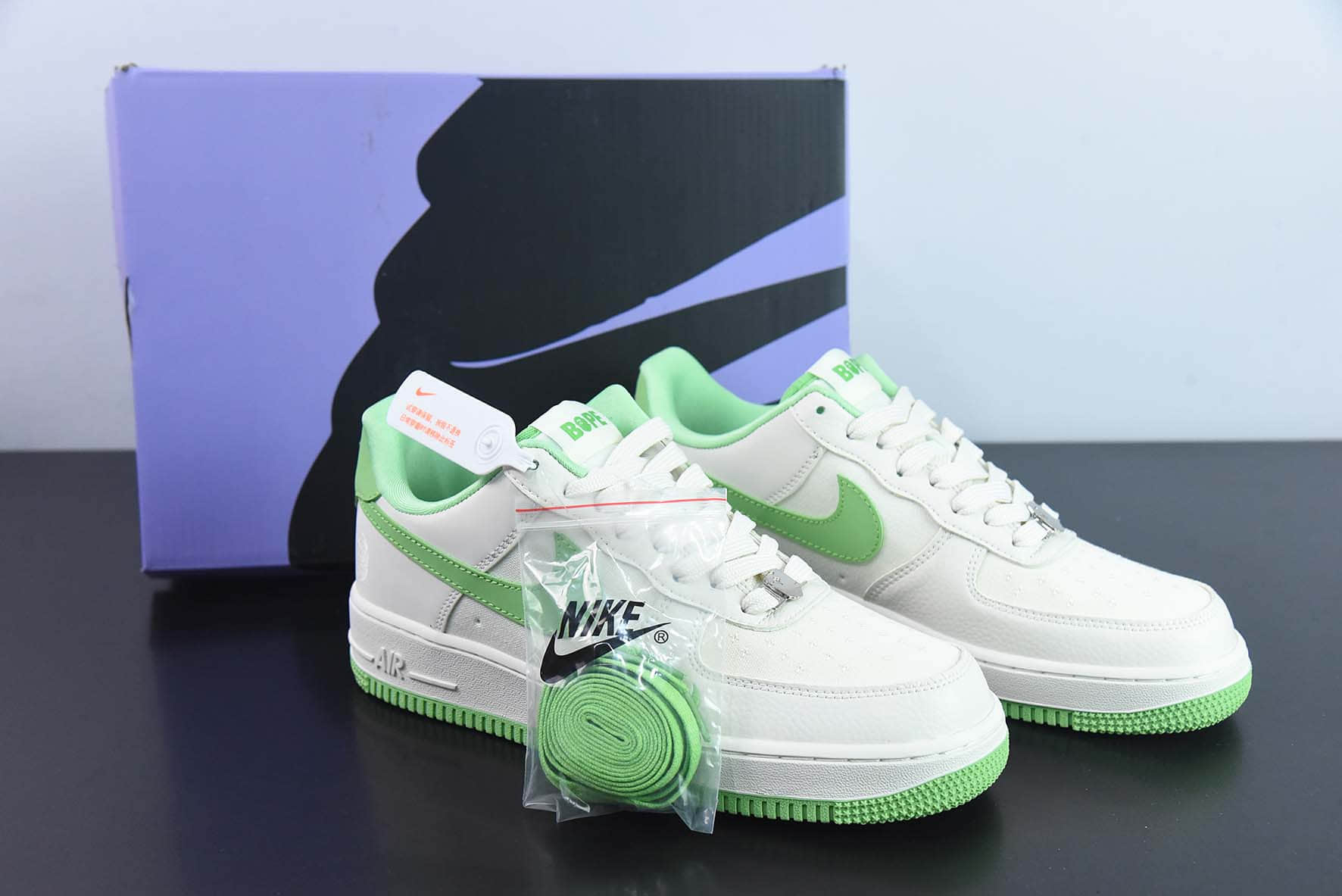 耐克NIke Air Force 1 ‘07 Low “BAPE联名浅绿帆布”空军一号低帮休闲板鞋纯原版本 货号:BS9055-752