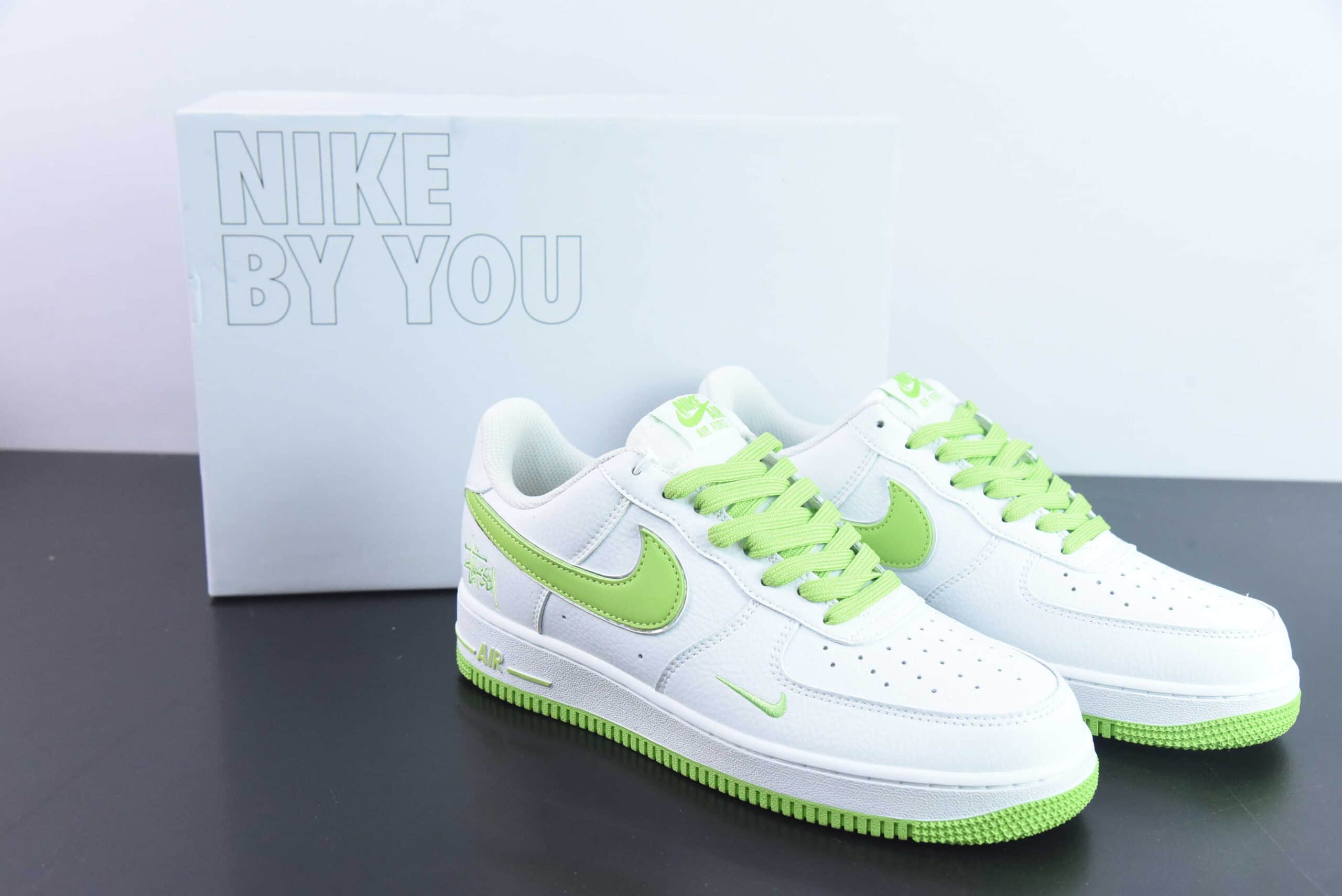 耐克Nike Stussy x Nike Air Force 1´07 LowWhiteApple Green白绿苹果绿斯图西刺绣小钩空军一号低帮休闲板鞋纯原版本 货号:CW2288-111
