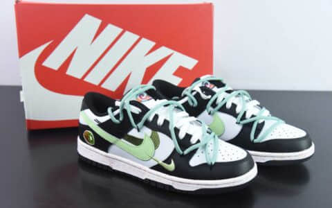 耐克Nike SB Dunk Low 解构活力三钩黑白绿SB低帮休闲滑板鞋纯原版本 货号:FD4623-152