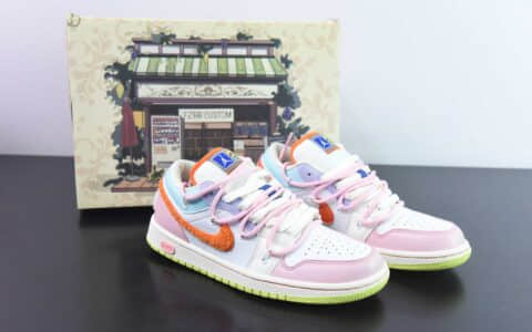 乔丹Air Jordan 1 Low GSAJ1粉白多巴胺绑绳低帮复古文化篮球鞋纯原版本 货号:FB1835-181