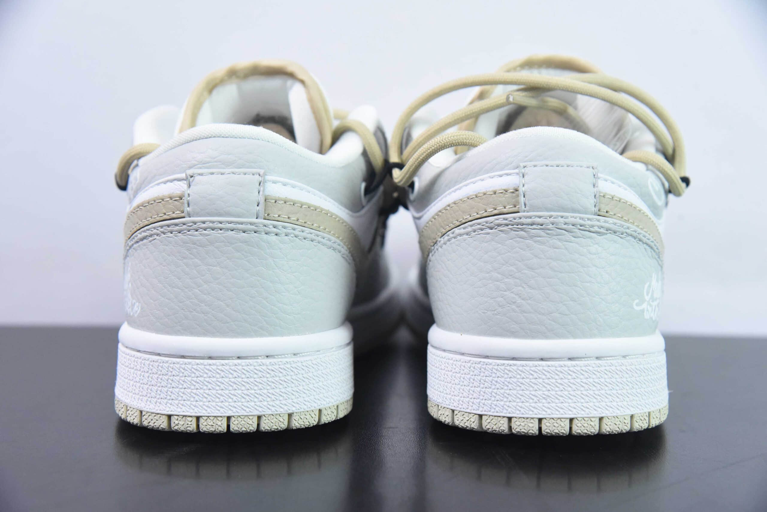 乔丹Air Jordan 1 Low AJ1灰白卡其鳄鱼绑绳低帮复古文化篮球鞋纯原版本 货号:FB7168-121