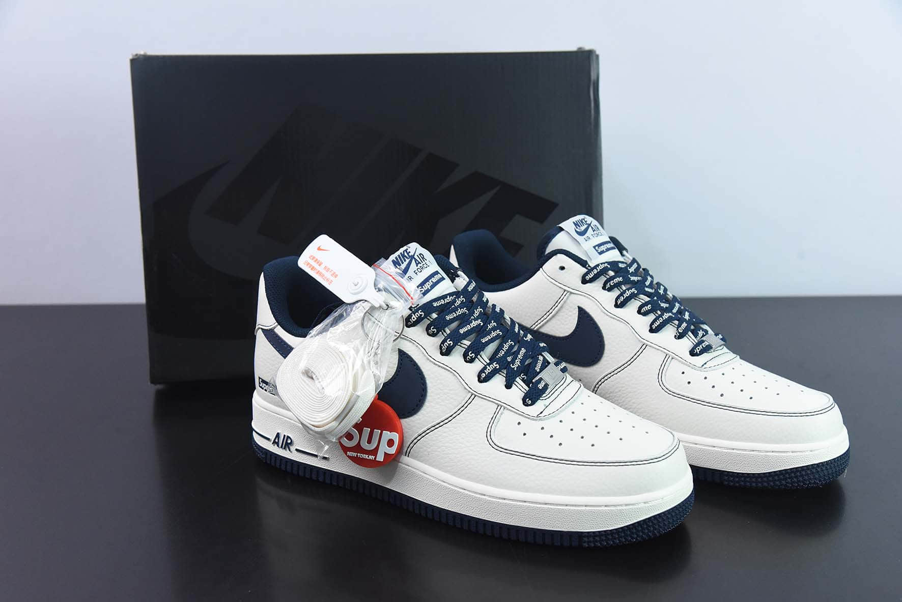 耐克Nike Supreme x NK Air Force 1‘07 Low深蓝Supreme联名款空军一号低帮休闲板鞋纯原版本 货号:SU0220-005