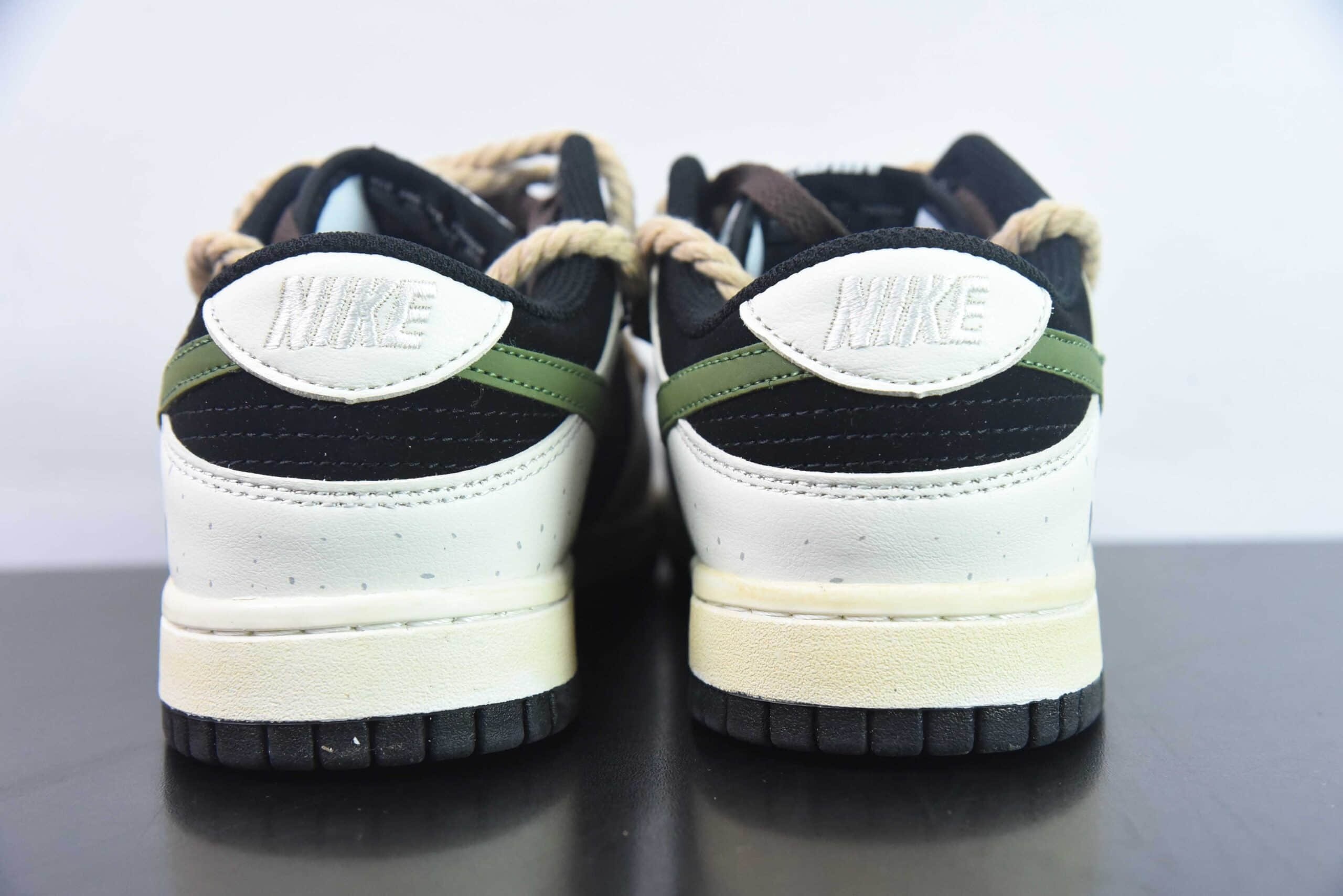 耐克Nike SB Dunk Low 黑绿熊猫定制款绑带SB低帮休闲滑板鞋纯原版本 货号:DD1391-100