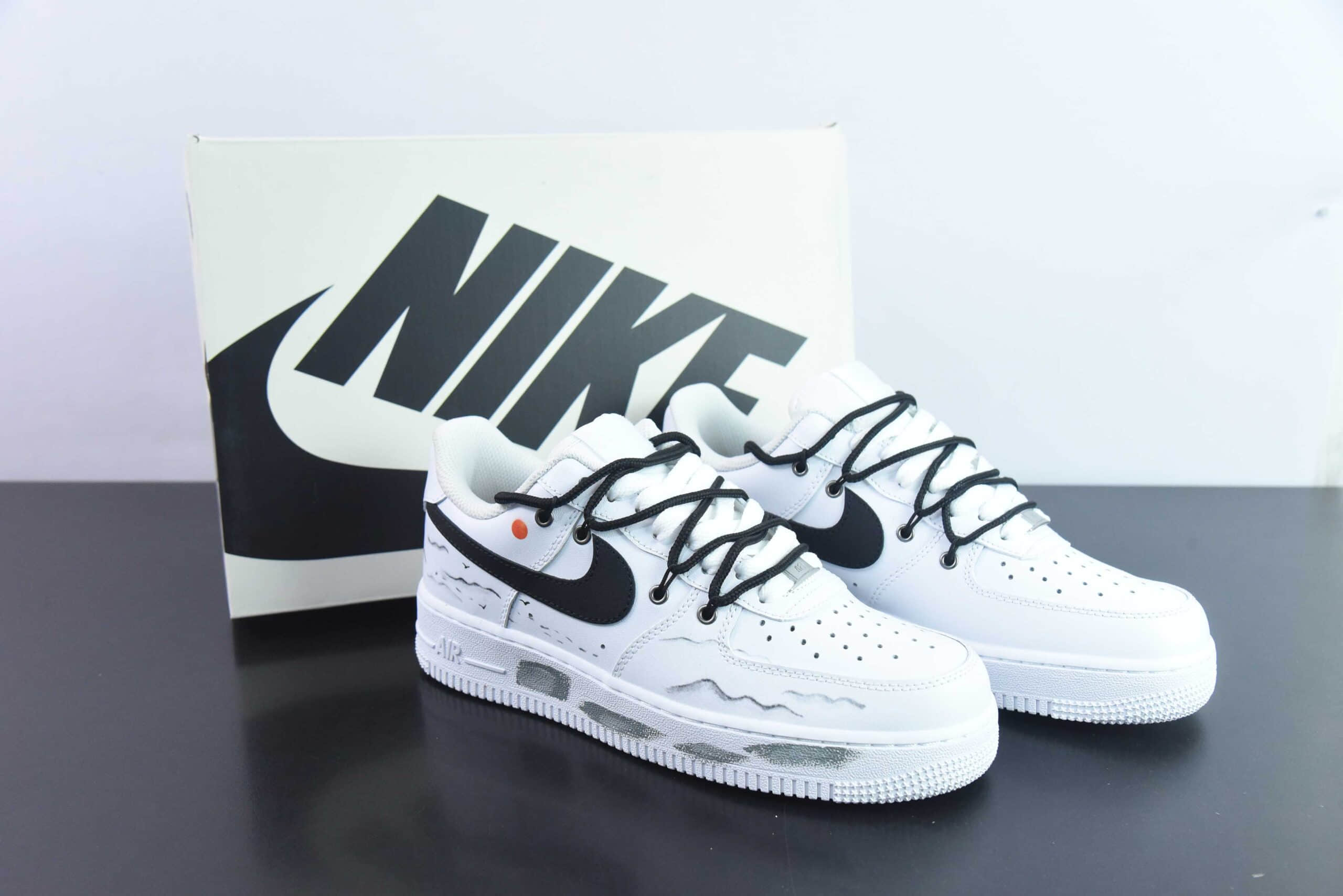 耐克Nike Air Force 1 AF1白黑涂鸦山水画空军一号低帮休闲板鞋纯原版本 货号:CW2288-111