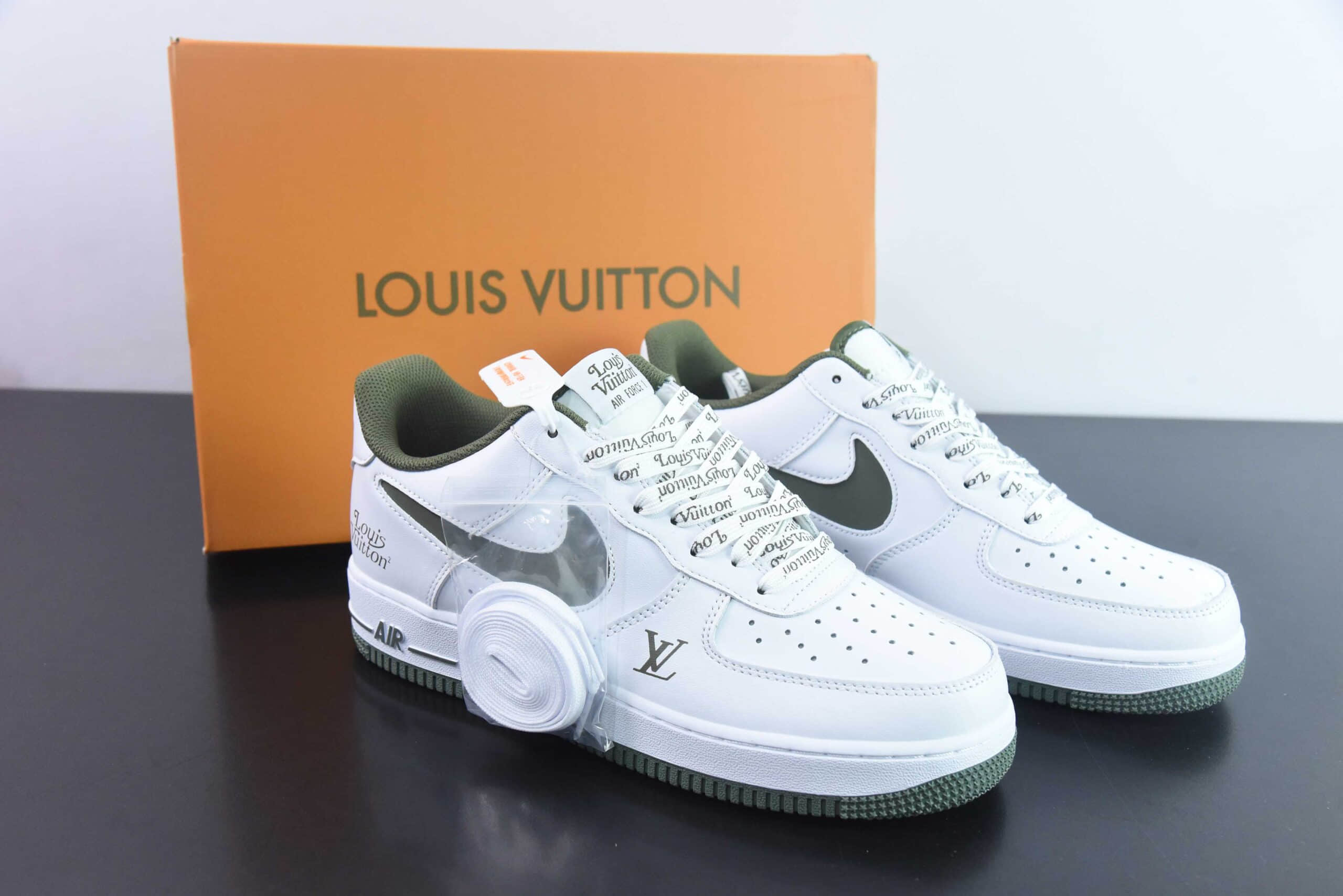 耐克Nike Air Force 1 AF1白绿 LV 印花空军一号低帮休闲板鞋纯原版本 货号:LV1898-835