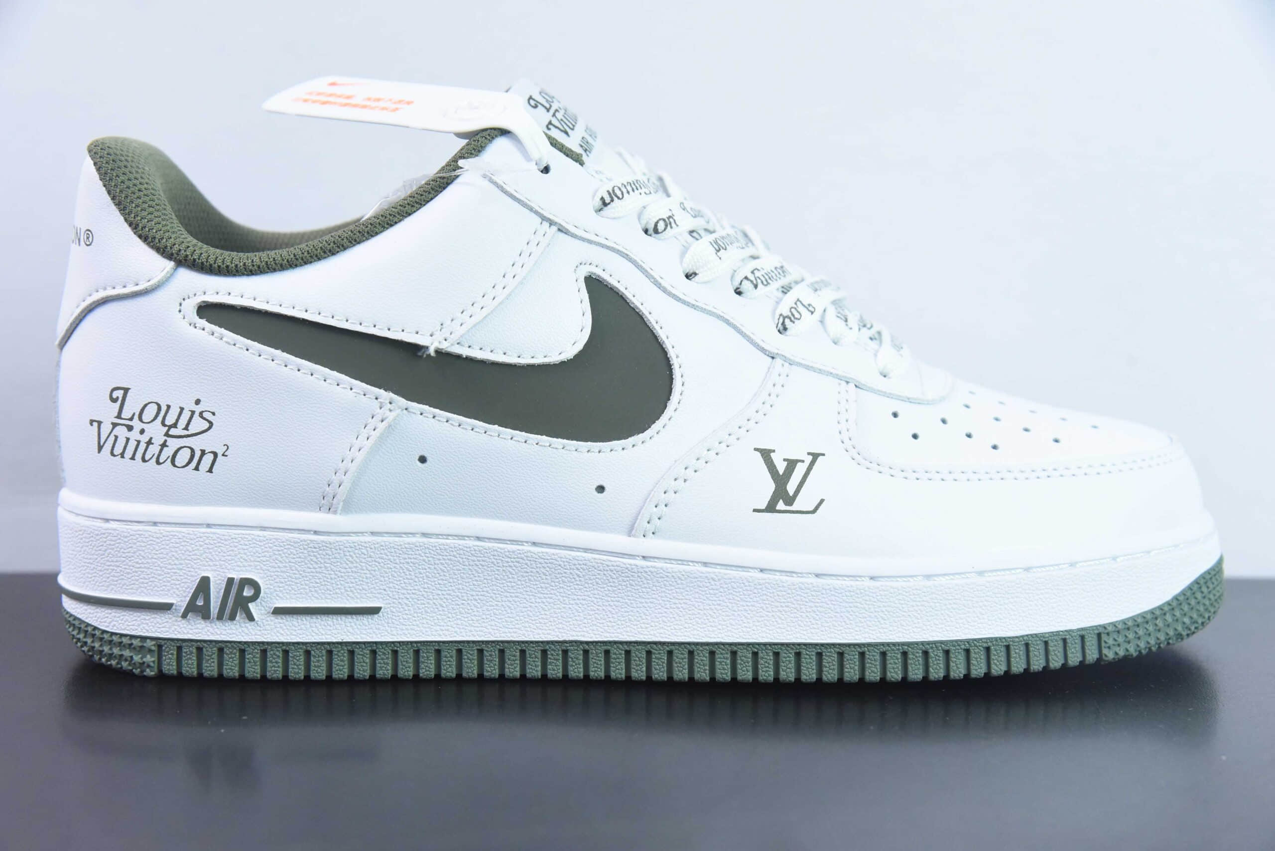 耐克Nike Air Force 1 AF1白绿 LV 印花空军一号低帮休闲板鞋纯原版本 货号:LV1898-835
