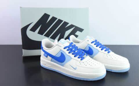 耐克Nike Air Force 1 AF1 白蓝刺绣小标空军一号低帮休闲板鞋纯原版本 货号：DB3301-211