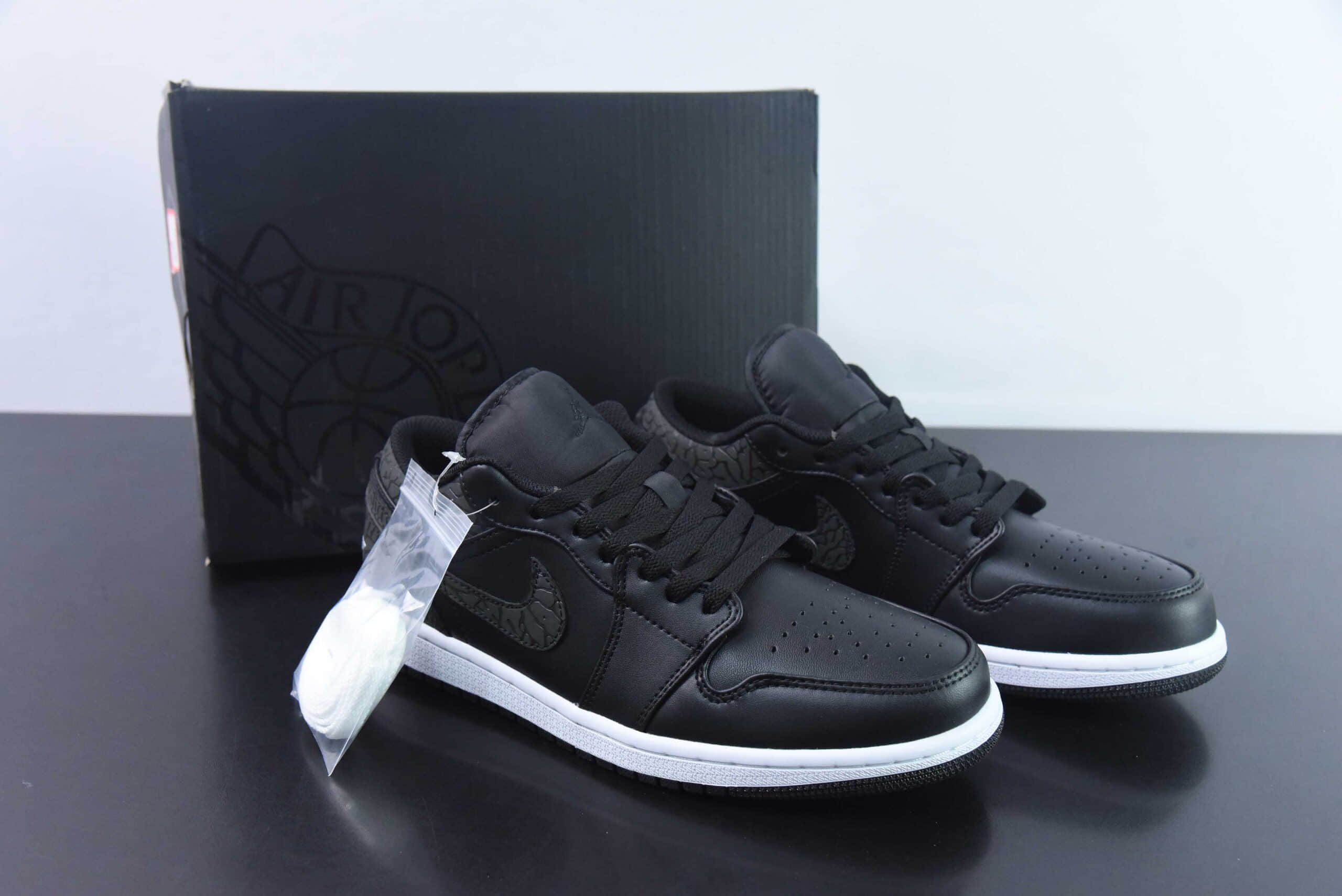 乔丹Air Jordan 1 Low “Black Elephant”AJ1爆裂纹黑武士低帮复古文化篮球鞋纯原版本 货号：FB9907-001 