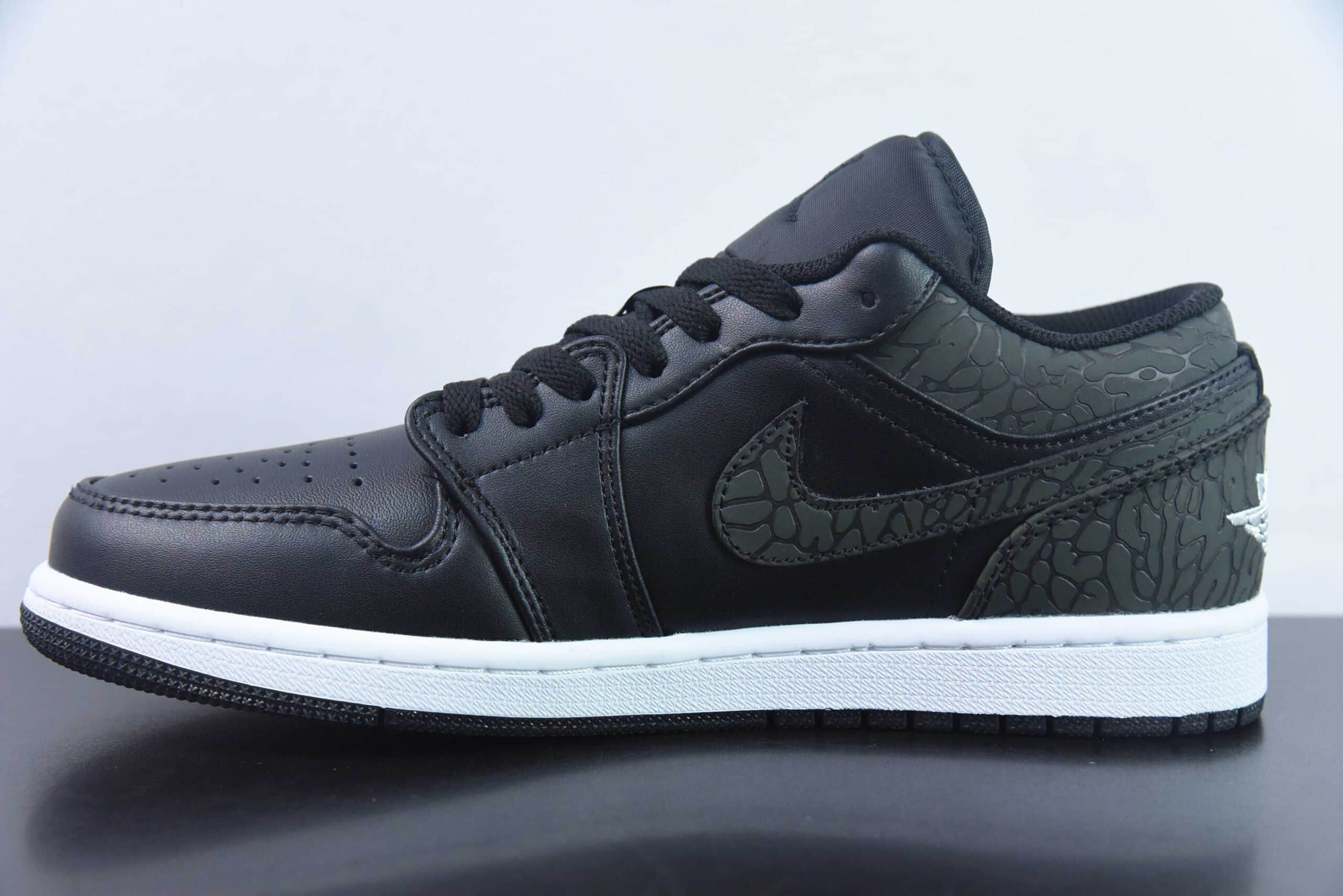 乔丹Air Jordan 1 Low “Black Elephant”AJ1爆裂纹黑武士低帮复古文化篮球鞋纯原版本 货号：FB9907-001 