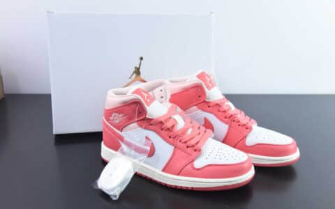 乔丹Air Jordan 1 Mid AJ1白粉色中帮文化休闲板鞋纯原版本 货号:BQ6472-186