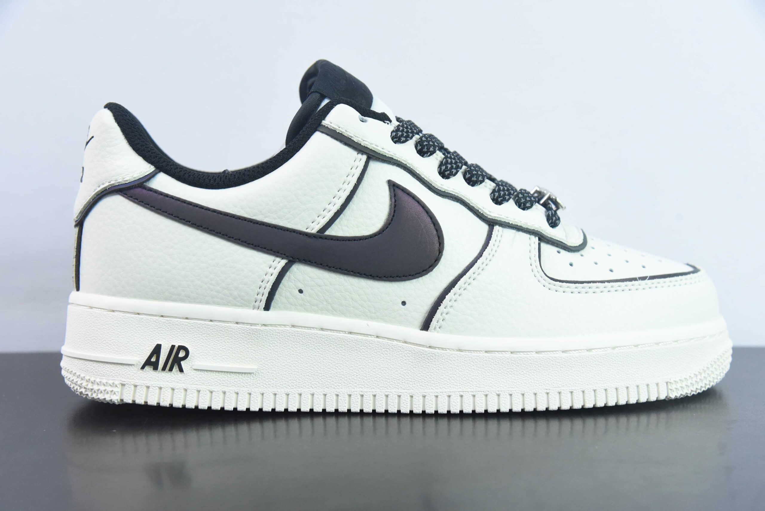耐克Nike Air Force 1’07 Low 3M皮革米白黑镭射3M反光边空军一号经典低帮百搭休闲运动板鞋纯原版本 货号:UH8958-121