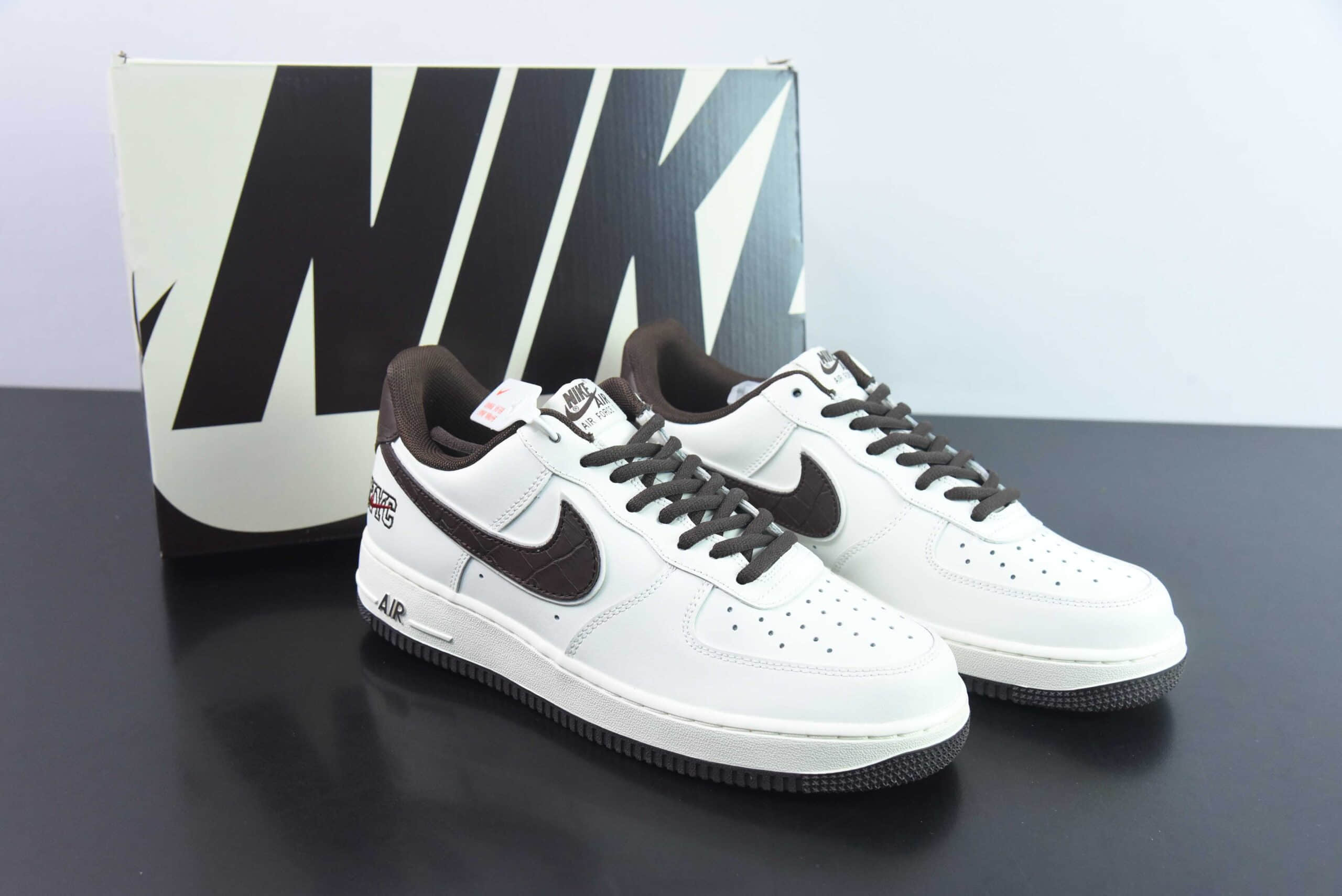 耐克Nike Air Force 1'07 Low 米酒红鳄鱼皮纽约限定空军一号低帮休闲板鞋纯原版本 货号:CM9612-023