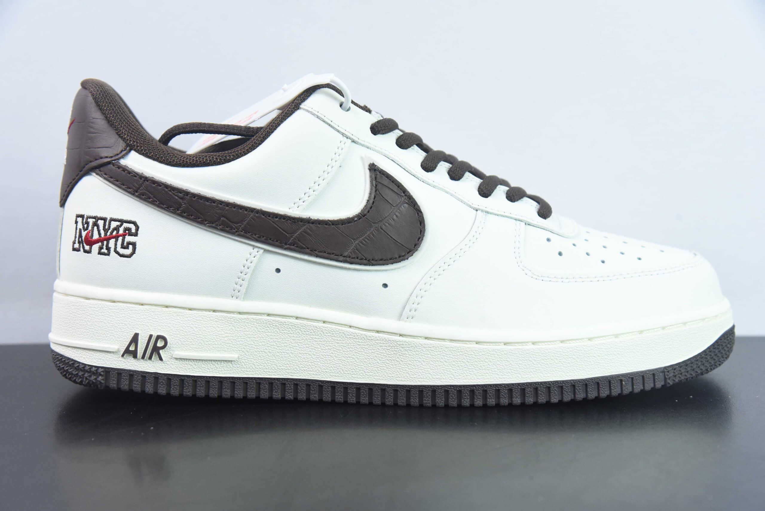 耐克Nike Air Force 1'07 Low 米酒红鳄鱼皮纽约限定空军一号低帮休闲板鞋纯原版本 货号:CM9612-023