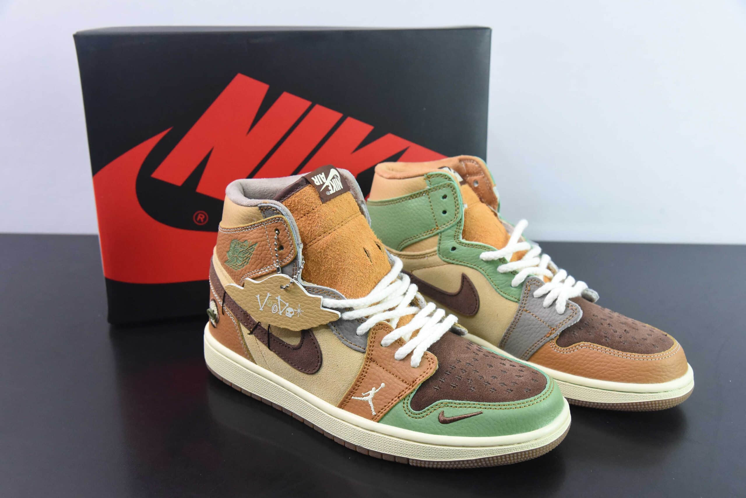 乔丹Air Jordan Zion Williamson x Air Jordan 1 Retro High OG ”Voodoo“AJ1棕色巫毒娃娃锡安高帮篮球鞋纯原版本 货号：DZ7292-100