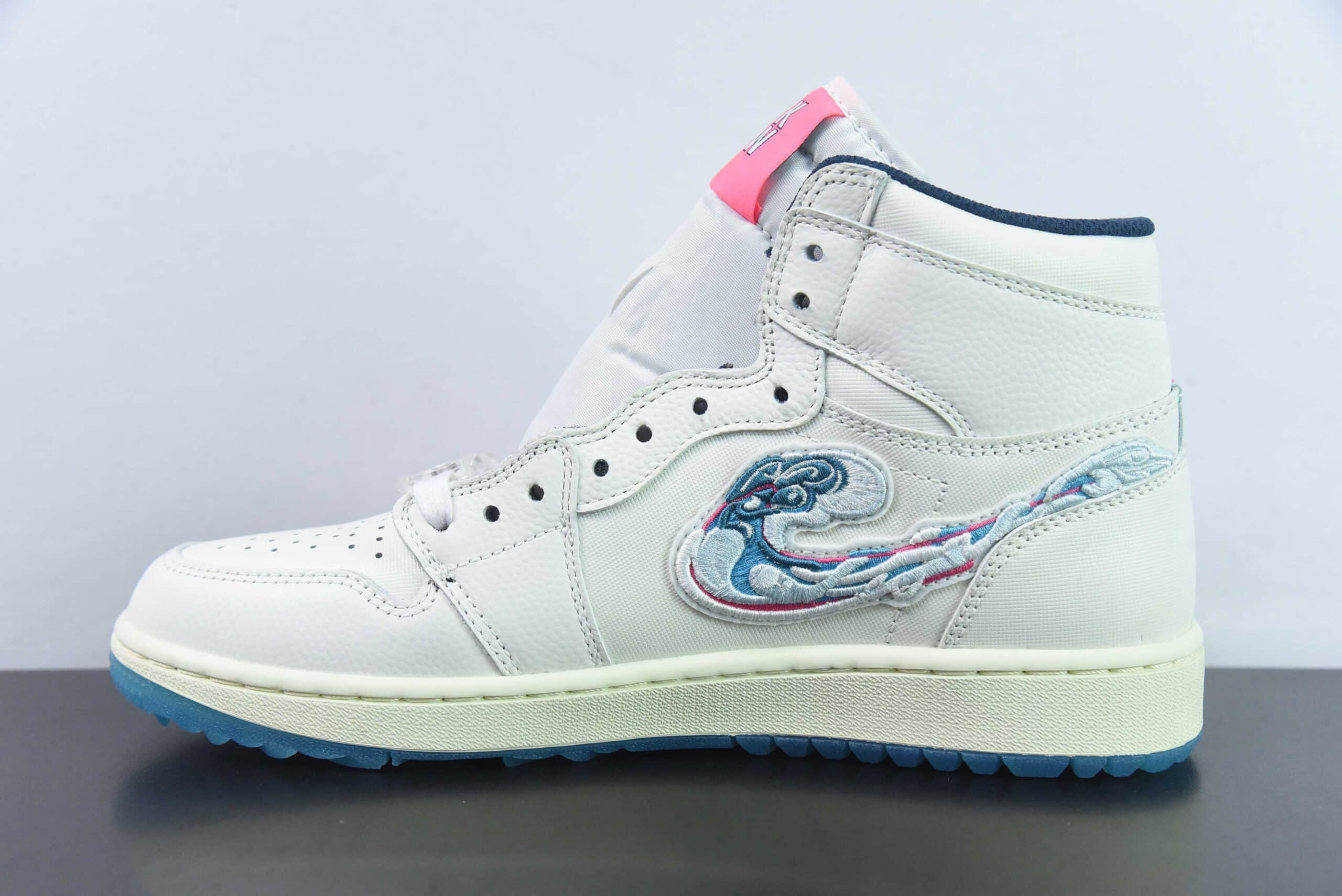 乔丹Air JordanMichelle Wie West x Air Jordan AJ1 High GolfPebble Beach 高尔夫联名白粉蓝高帮篮球鞋纯原版本 货号:FV3565-100