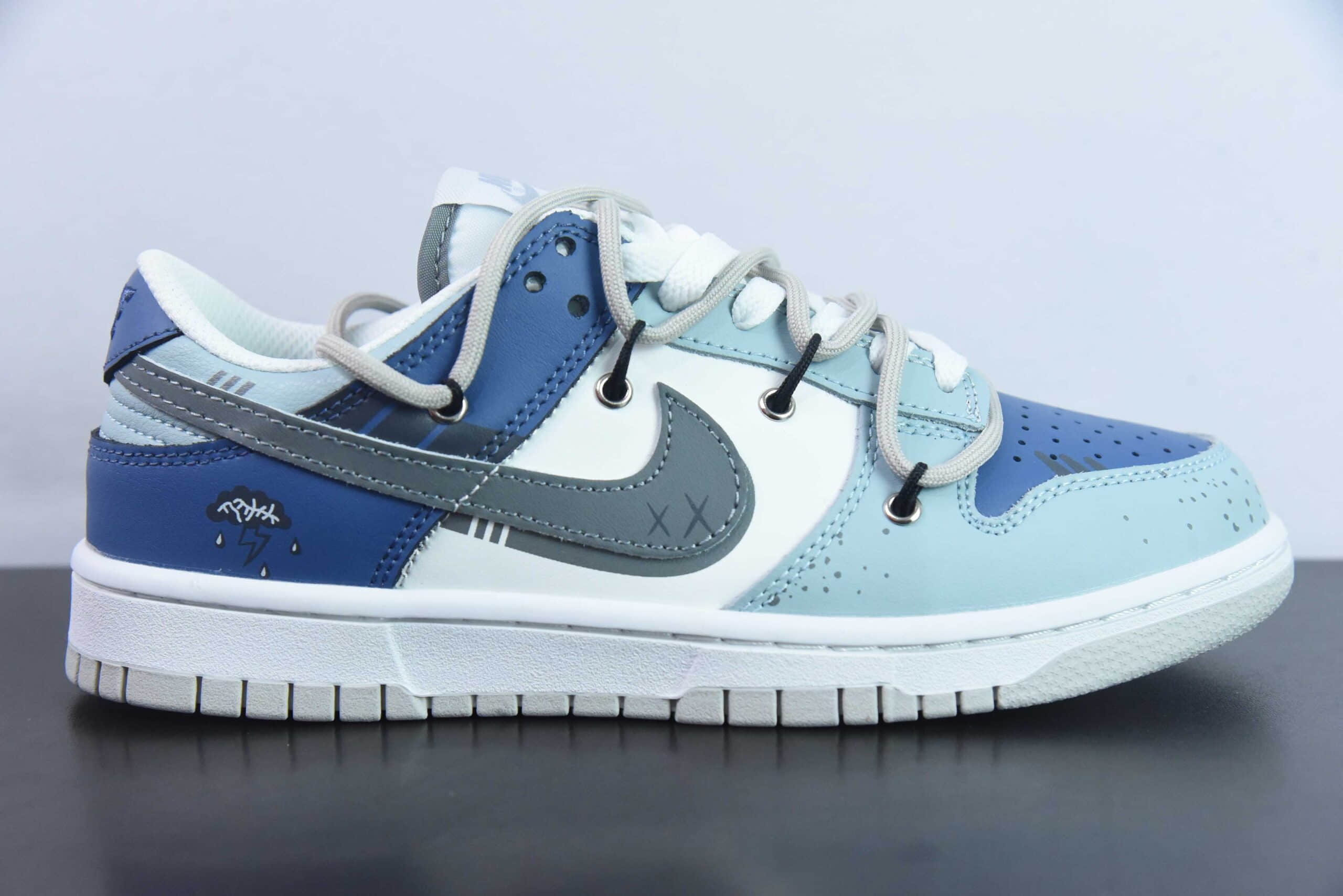 耐克Nike Dunk Low白灰蓝定制版解构绑带休闲板鞋纯原版本 货号:DV0831-101