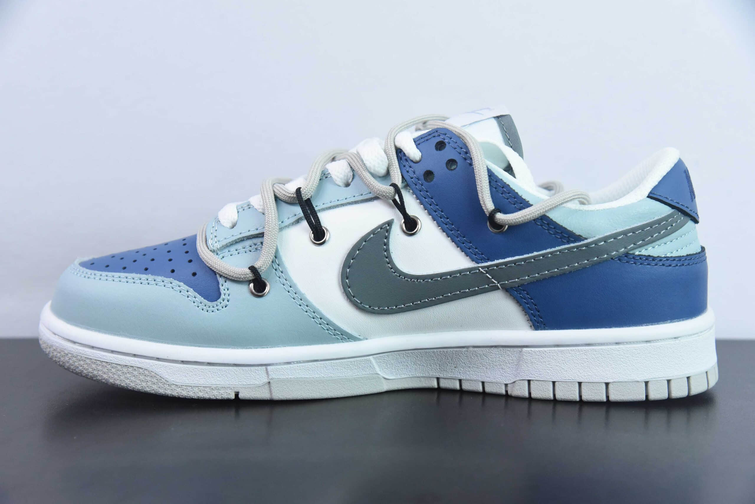 耐克Nike Dunk Low白灰蓝定制版解构绑带休闲板鞋纯原版本 货号:DV0831-101