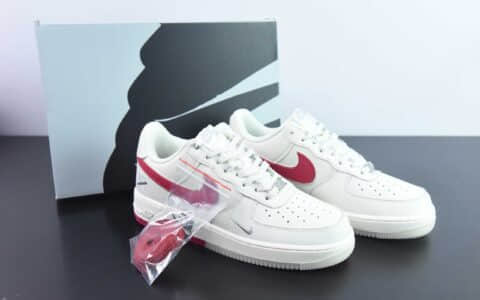 耐克Nike Air Force 107 UN联名白红刺绣小勾空军一号低帮休闲板鞋纯原版本 货号:BS9055-732