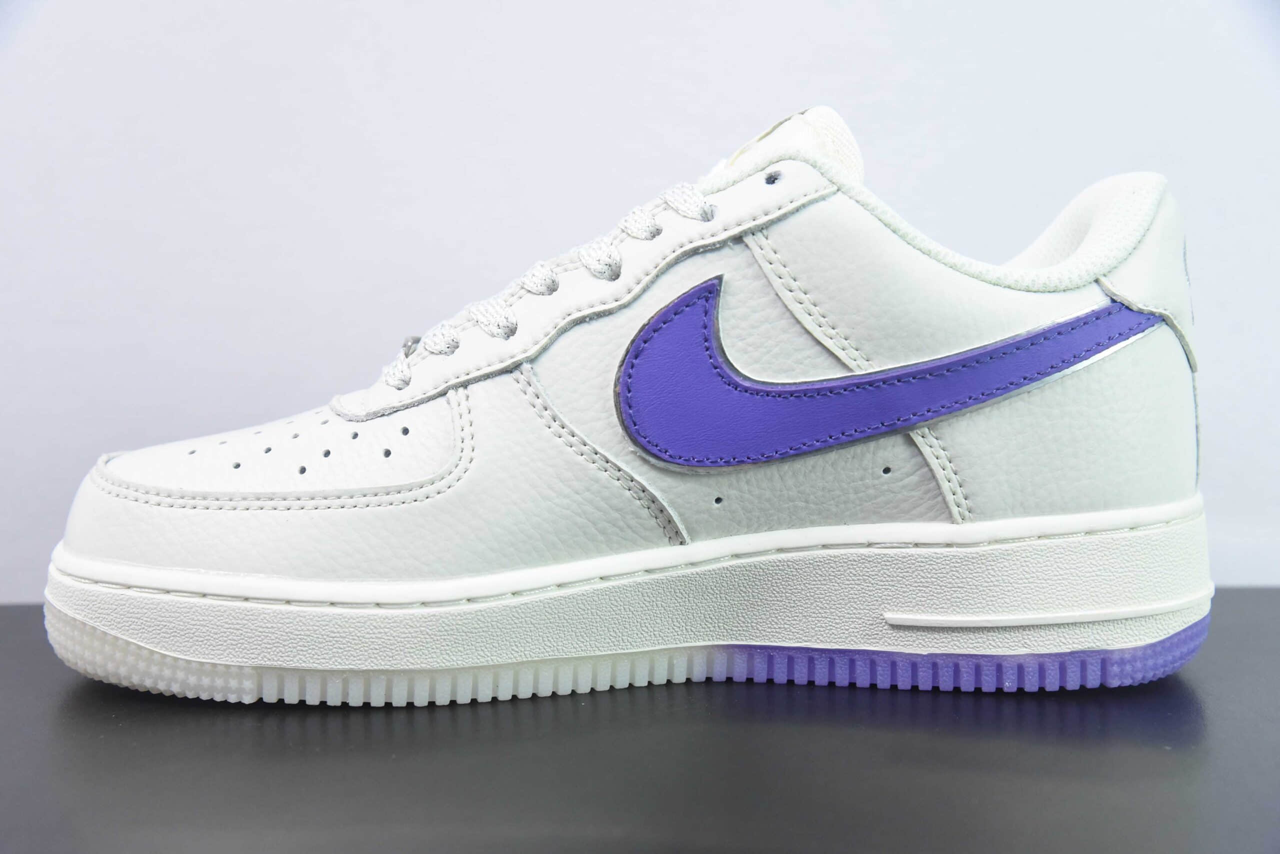 耐克Nike Air Force 1 '07 Low UN联名米白紫小勾空军一号低帮休闲板鞋纯原版本 货号: BS9055-733