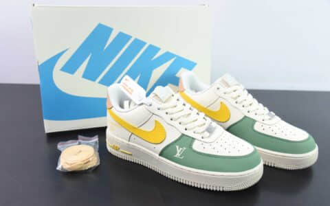 耐克NIke Air Force 1 '07 Low “LV联名米白青黄”空军一号低帮休闲板鞋纯原版本 货号：BS9055-828