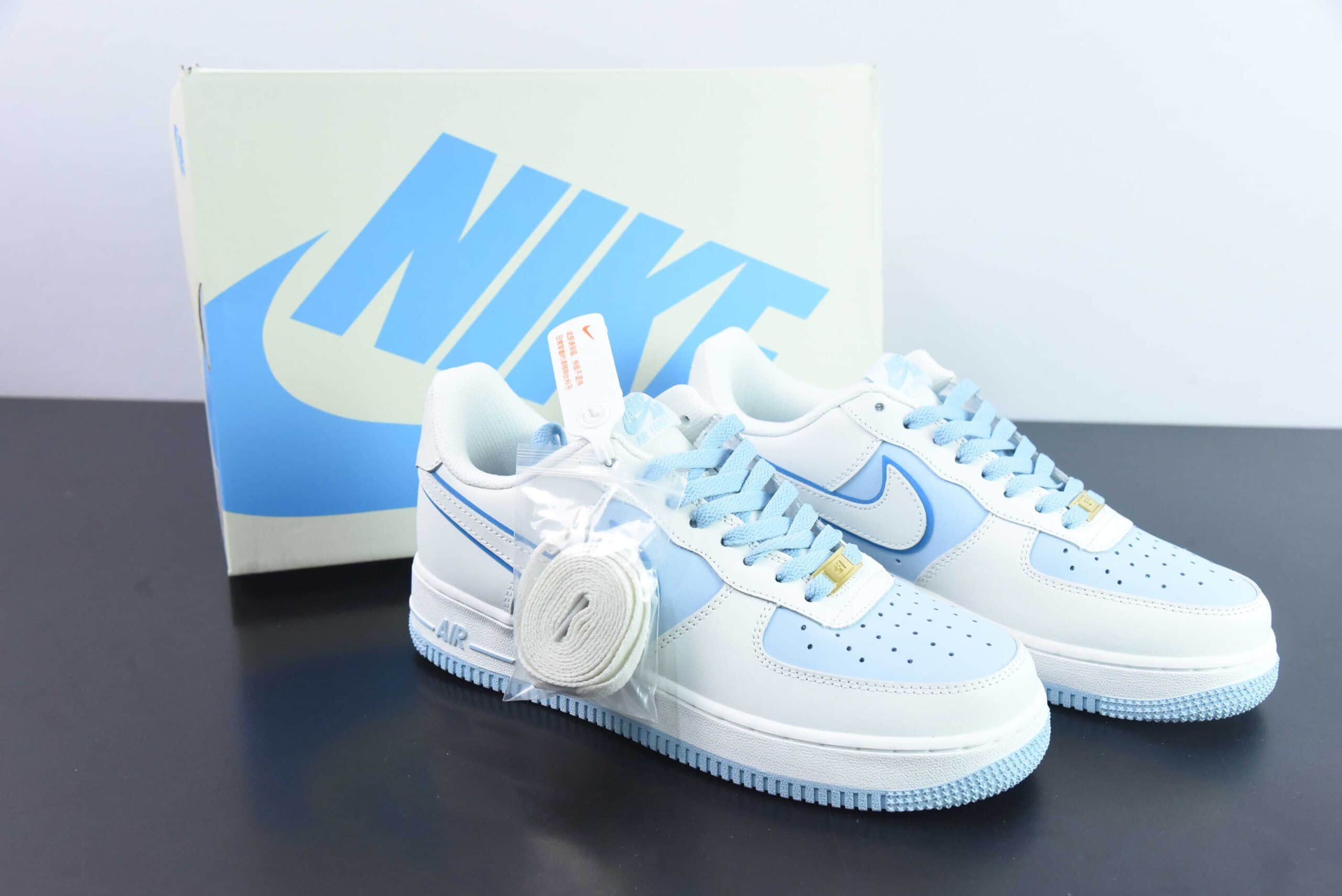 耐克Nike Air Force 1 AF1白淡蓝空军一号低帮休闲板鞋纯原版本 货号:AV0303-723