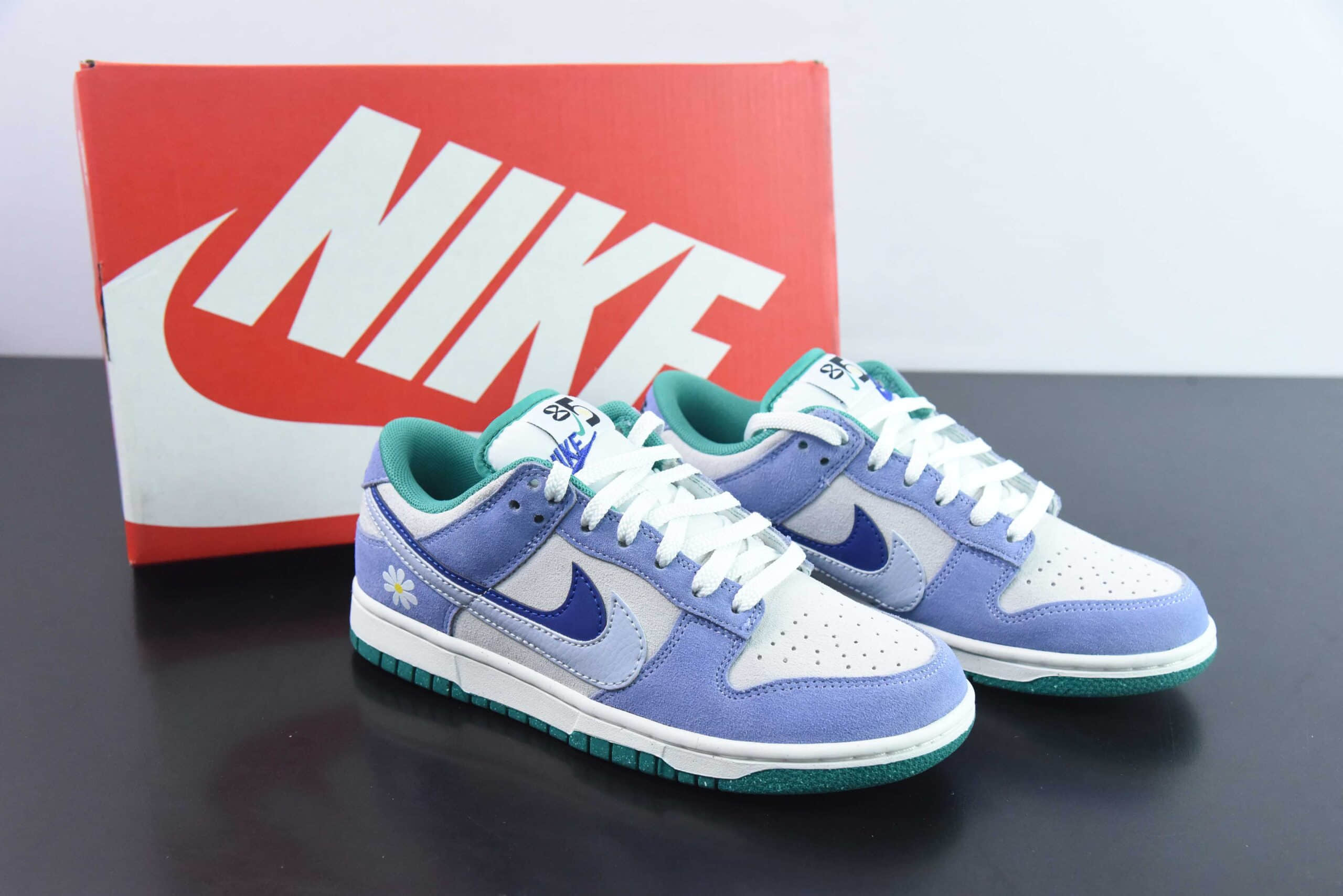 耐克Nike SB Dunk Low 85 兰白色小花双勾绑带 SB低帮运动休闲板鞋纯原版本 货号:DO9457-144