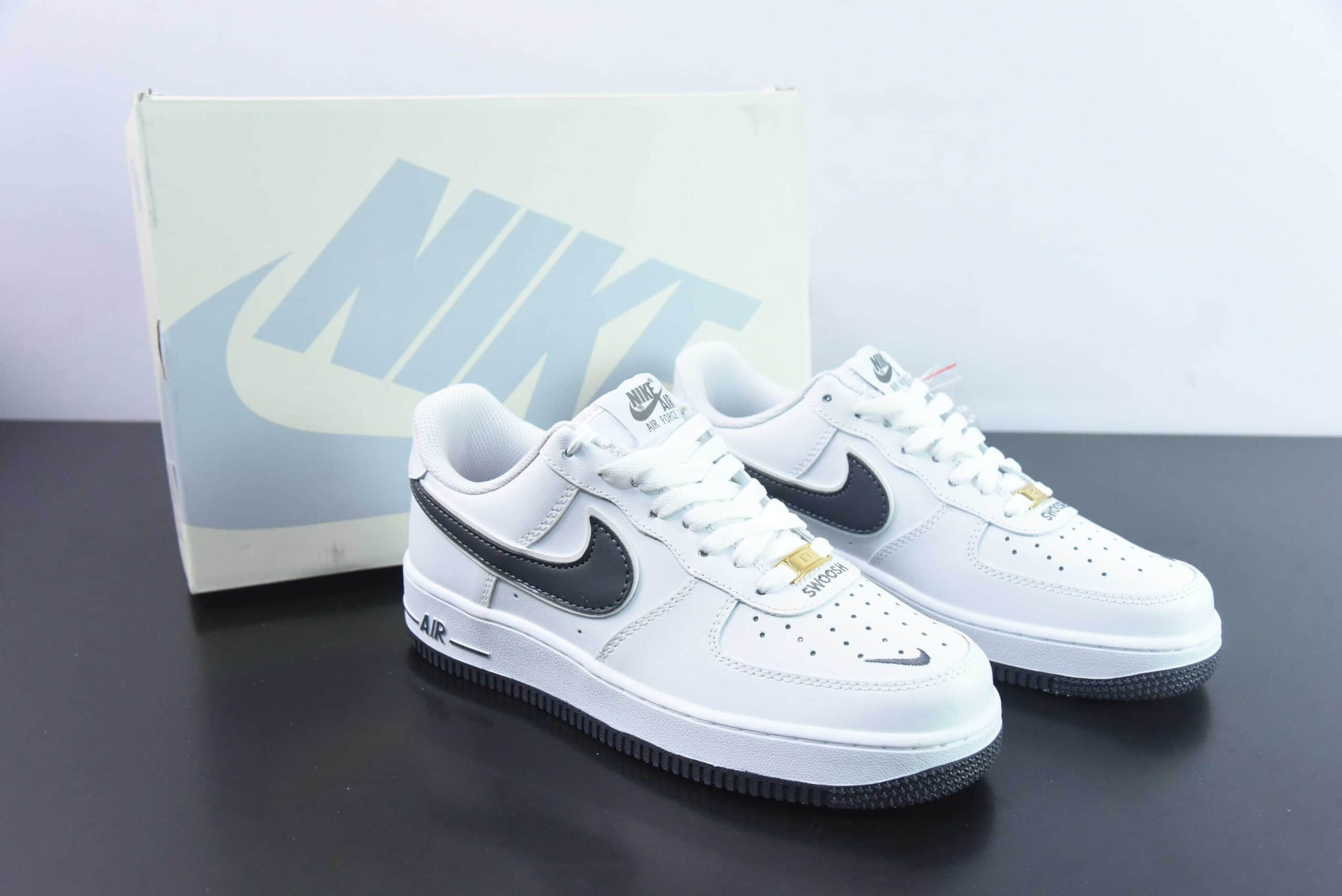 耐克Nike Air Force 1 Low swoosh 灰白小勾空军一号低帮运动休闲板鞋纯原版本 货号：CV5696-969 