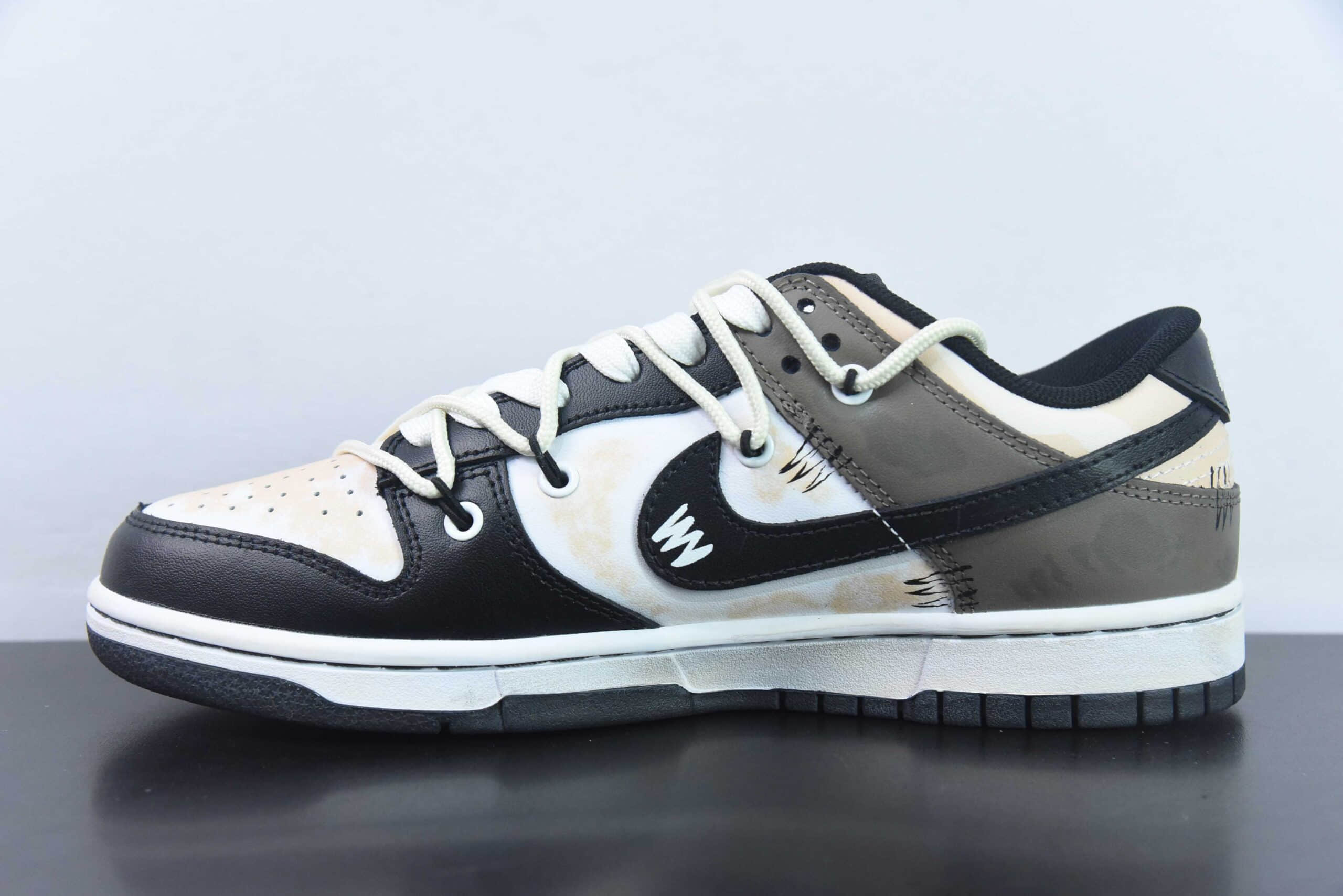 耐克Nike SB Dunk Low解构绑带布偶熊黑棕做旧涂鸦SB低帮休闲滑板鞋纯原版本 货号: DD1391-100